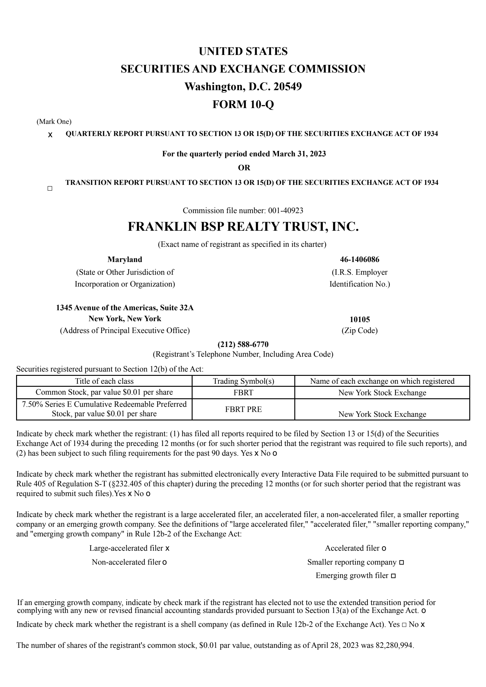 Franklin BSP Realty Trust's Q1 2023 Quarterly report