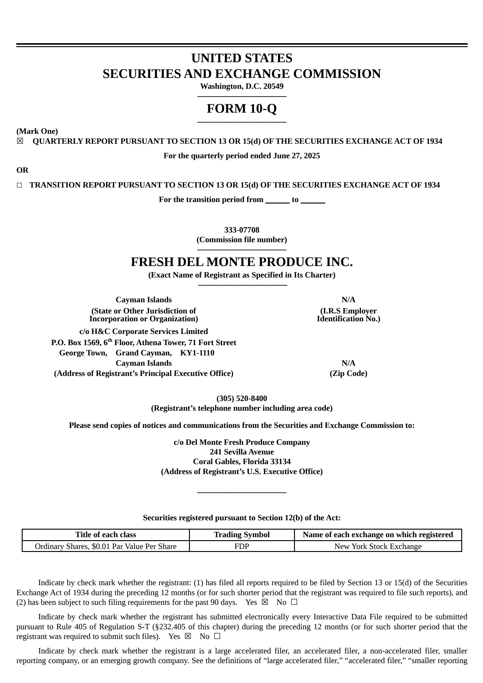 Fresh Del Monte Produce's Q2 2025 Quarterly report