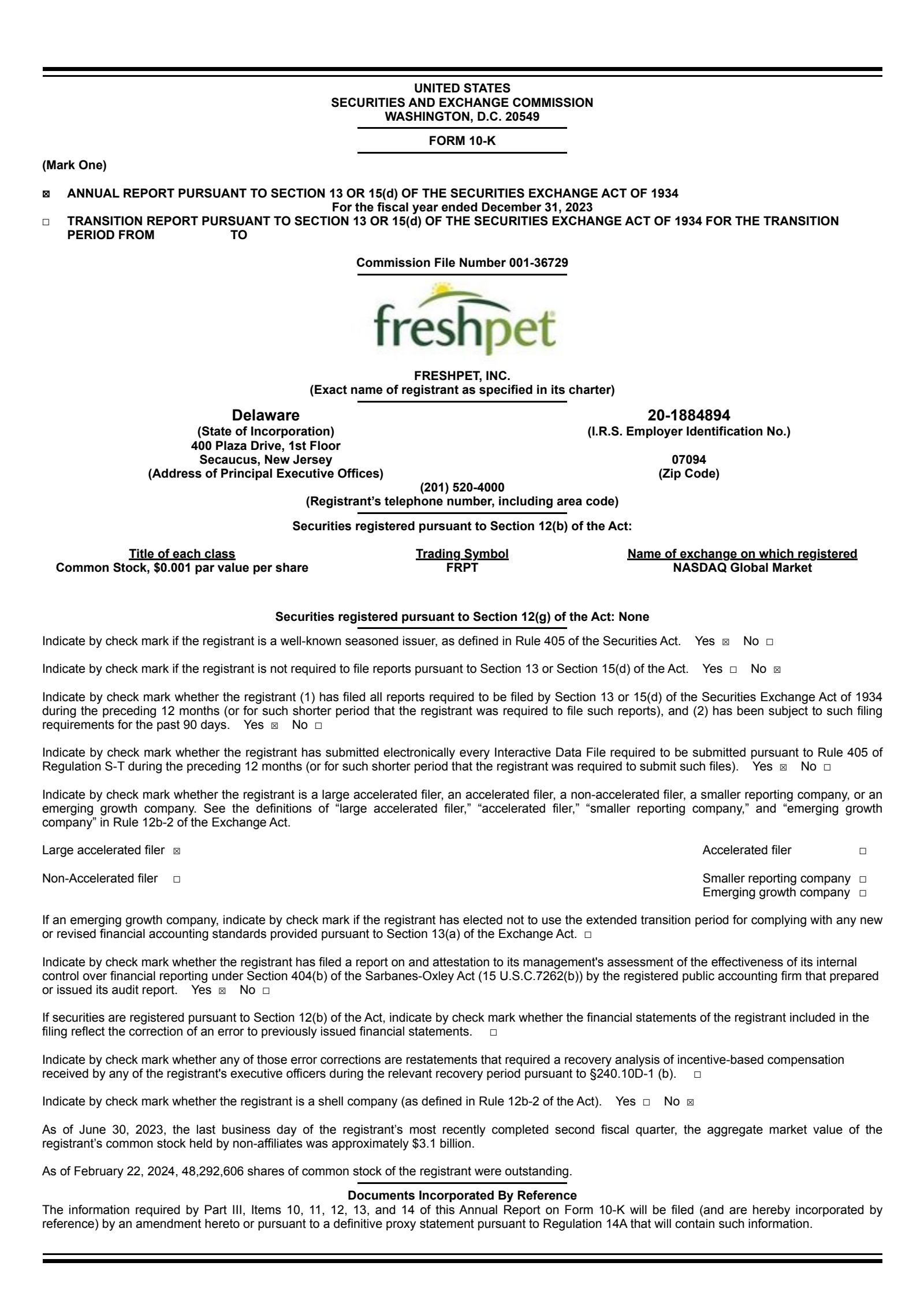 Freshpet's Q4 2023 Annual report
