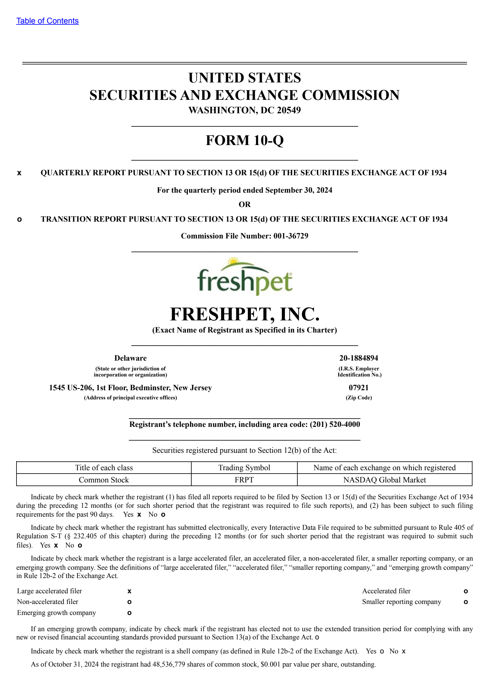 Freshpet's Q3 2024 Quarterly report
