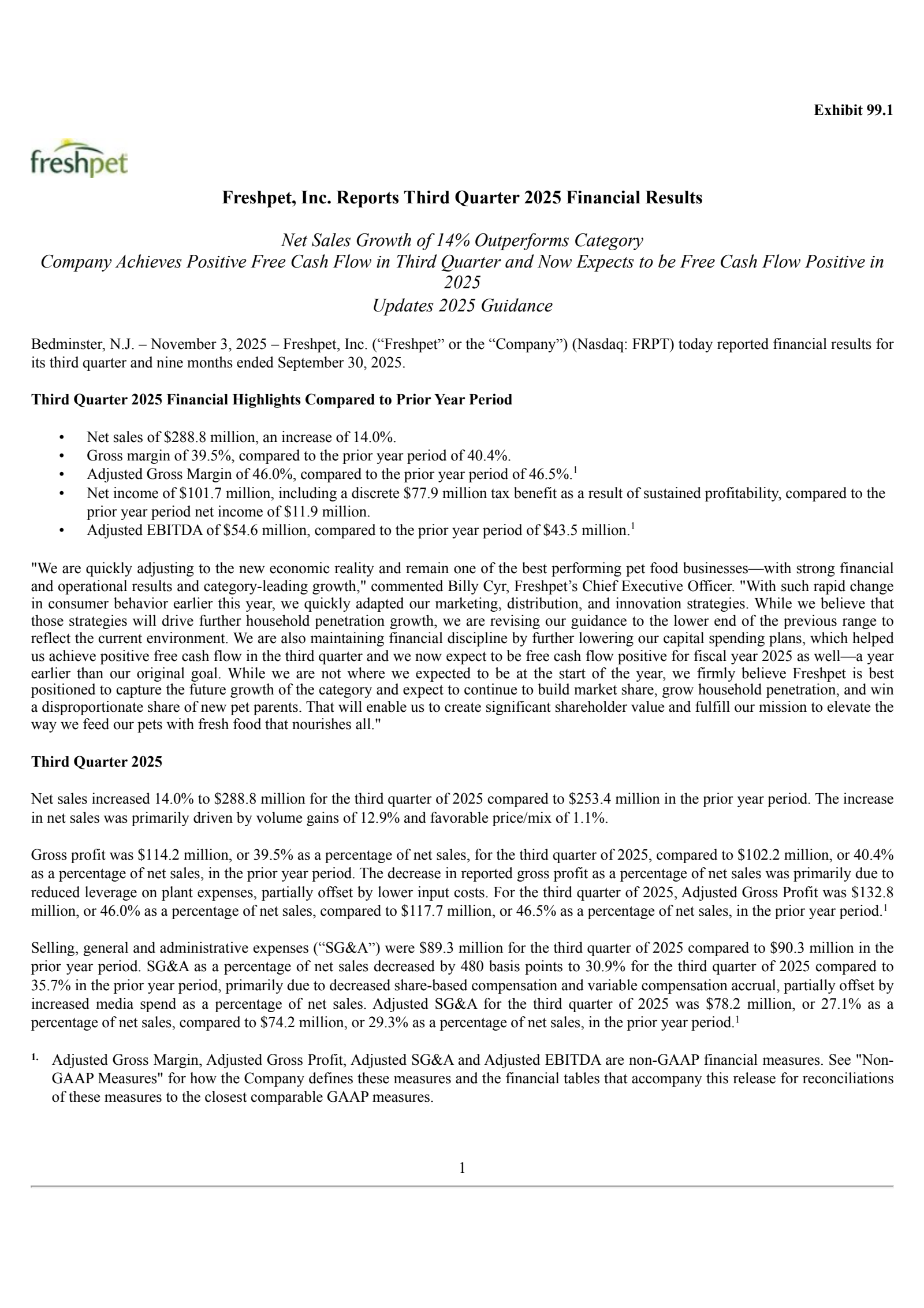 Freshpet's Q3 2025 Earnings Release