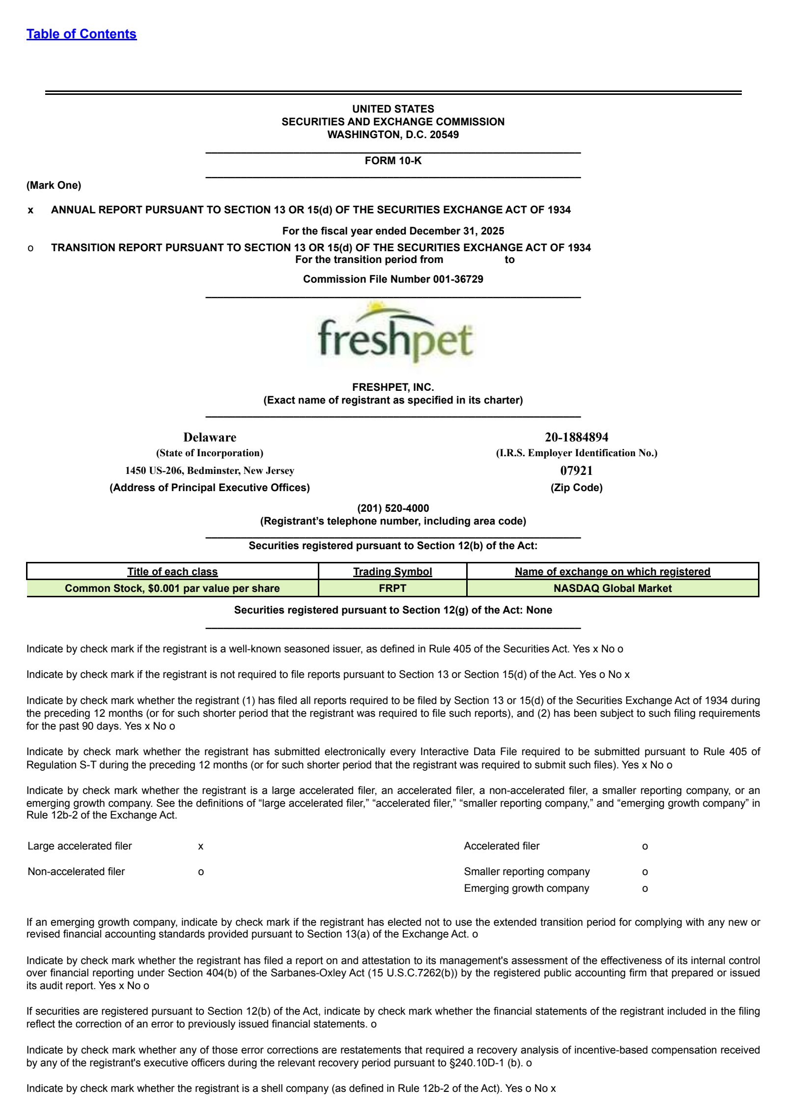 Freshpet's Q4 2025 Annual report