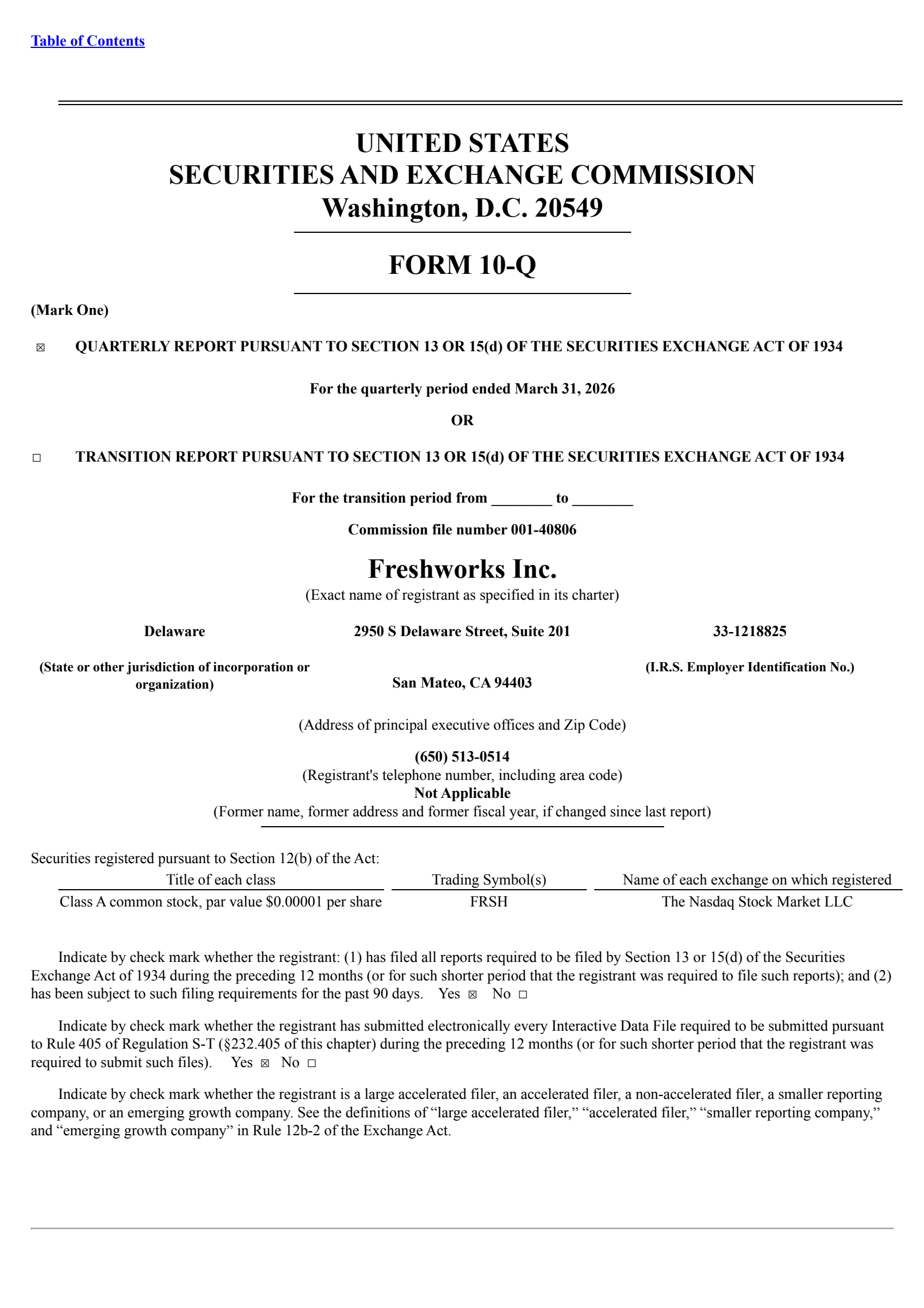 Freshworks' Q1 2026 Quarterly report