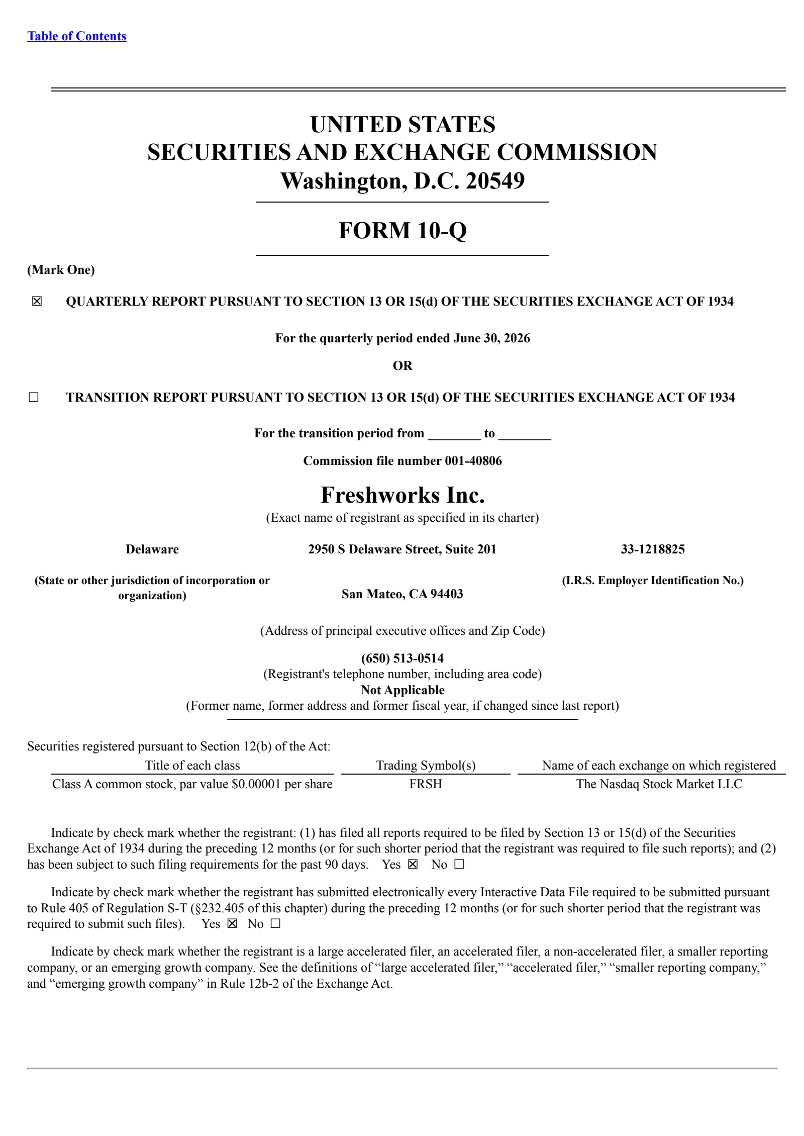 Freshworks' Q2 2026 Quarterly report