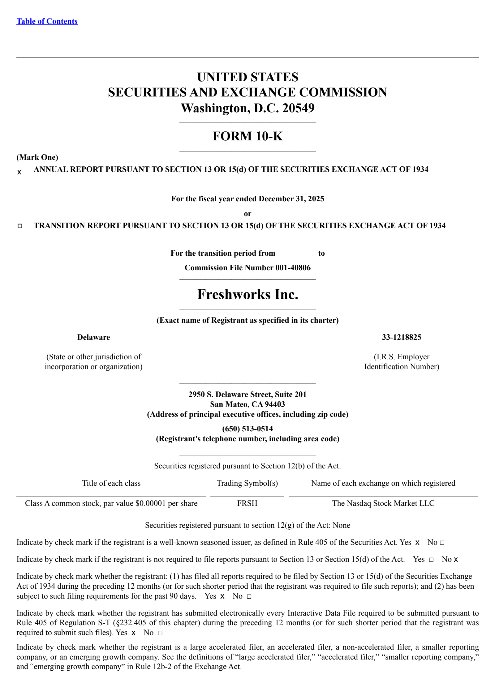 Freshworks' Q4 2025 Annual report
