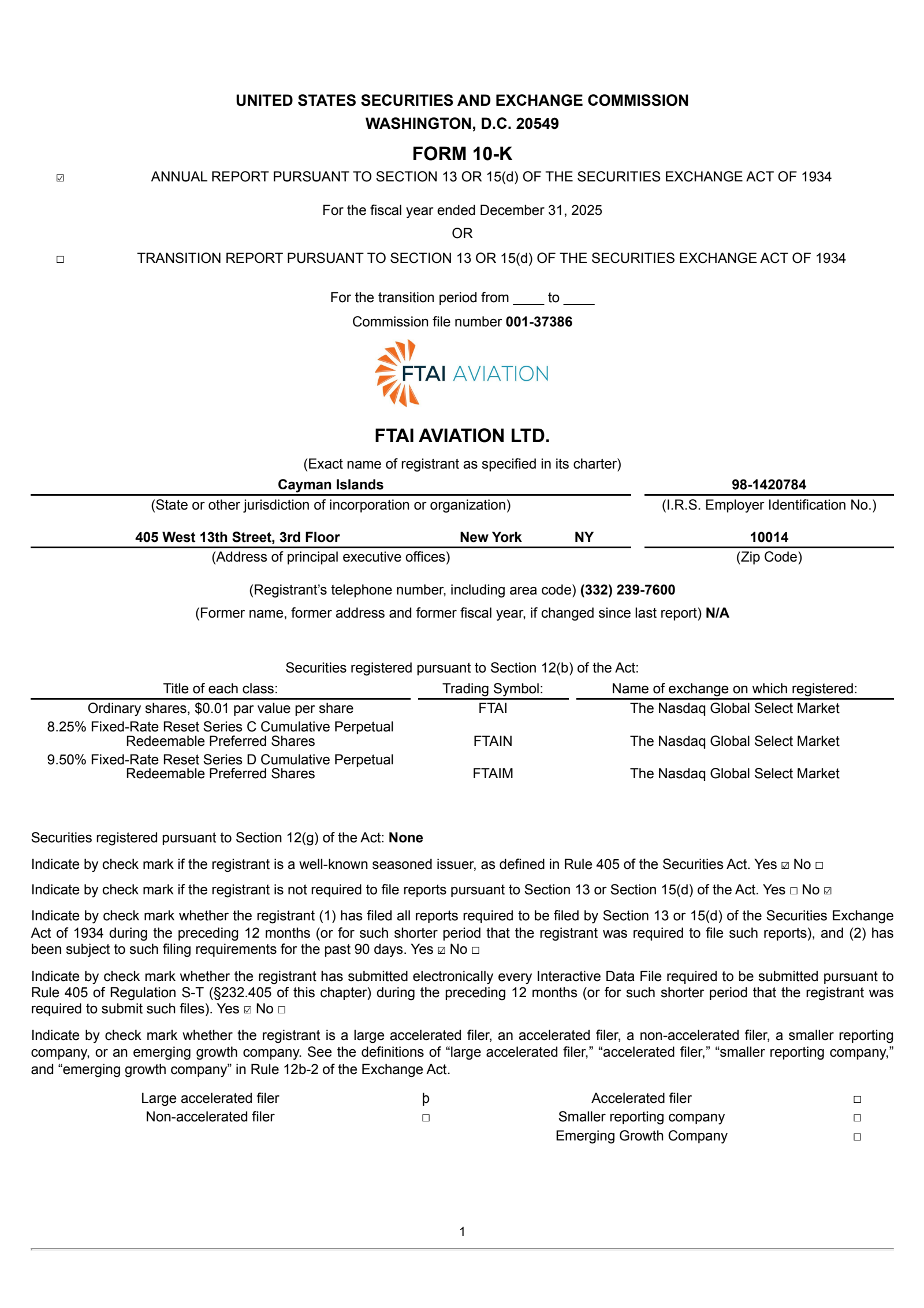 FTAI Aviation's Q4 2025 Annual report