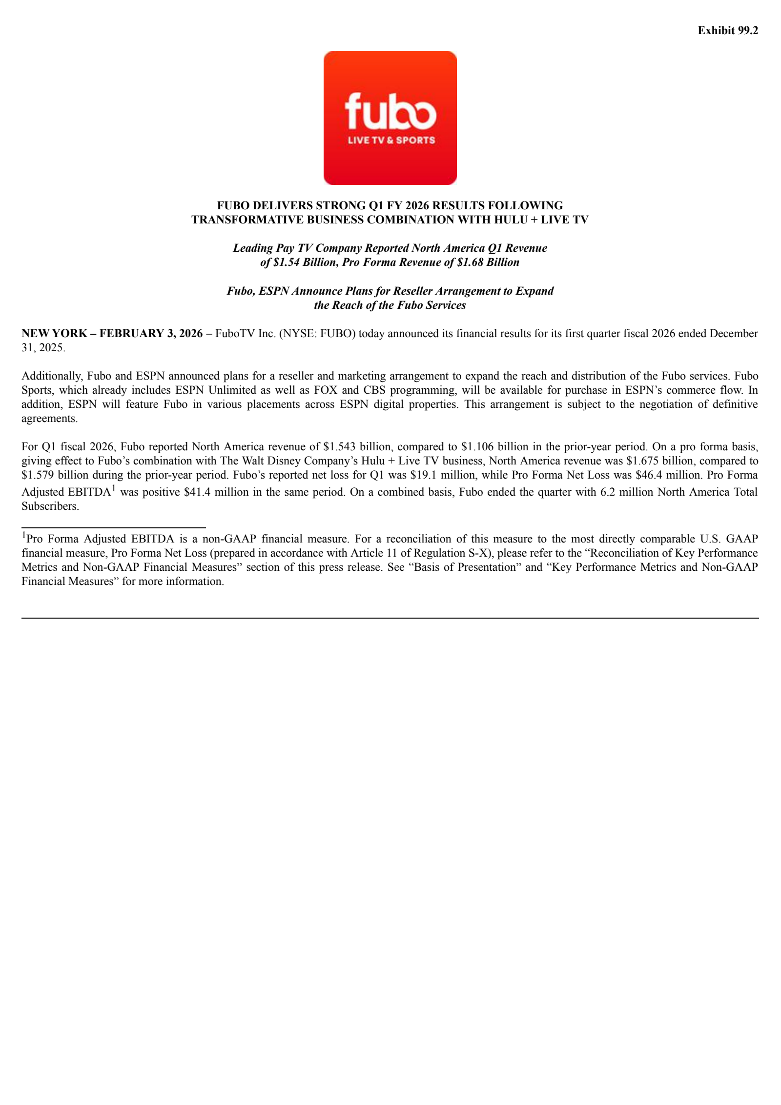 fuboTV's Q1 2026 Press Release