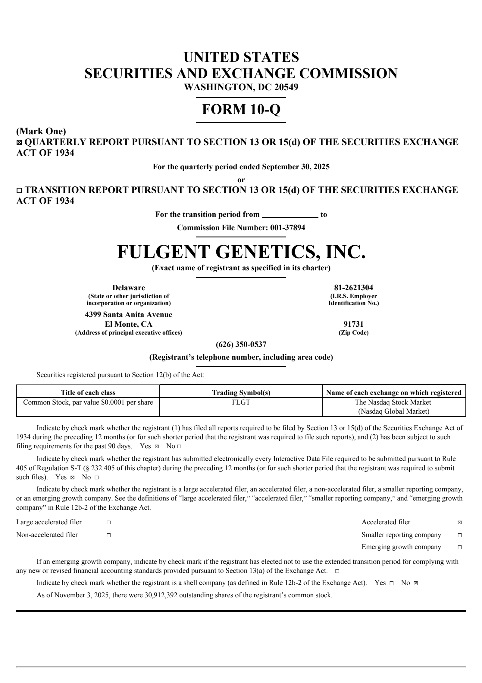 Fulgent Genetics' Q3 2025 Quarterly Report