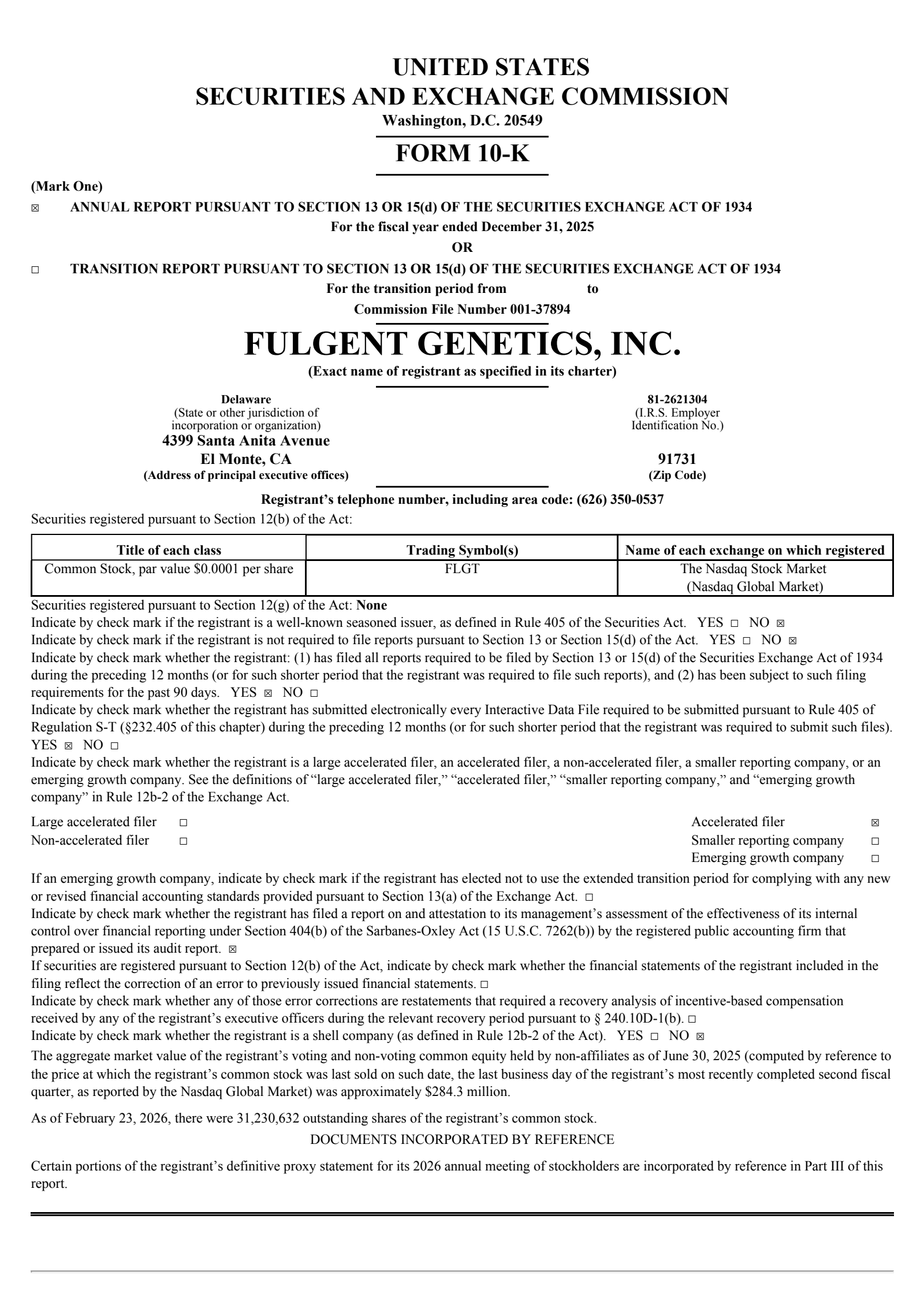 Fulgent Genetics' Q4 2025 Annual report