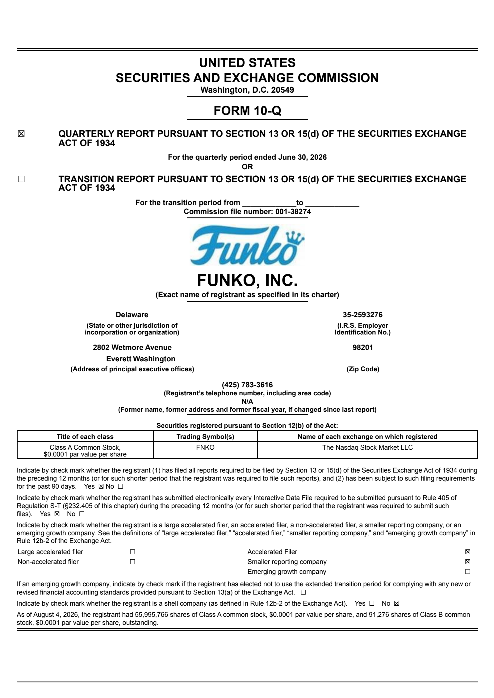 Funko's Q2 2026 Quarterly report