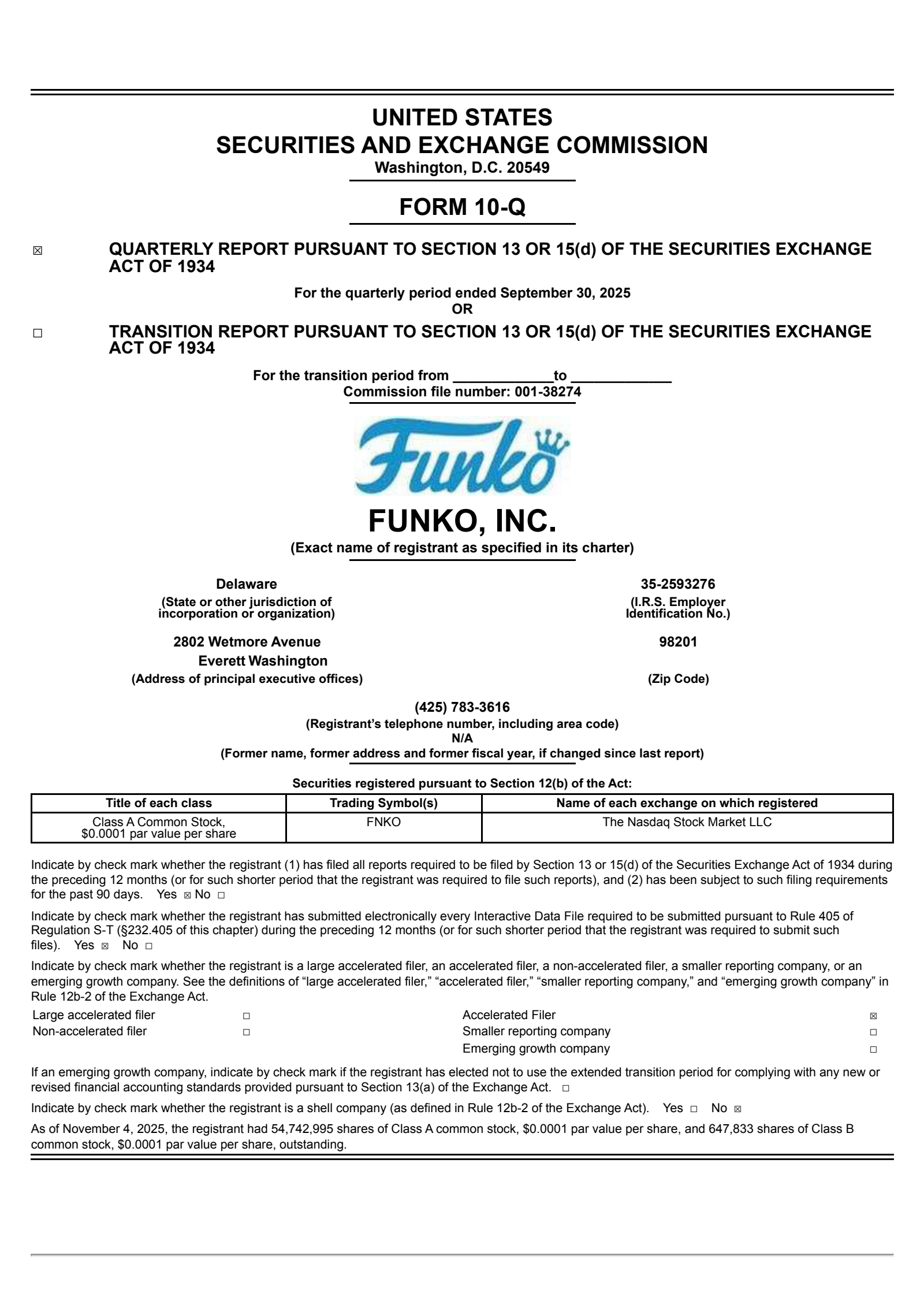 Funko's Q3 2025 Quarterly Report