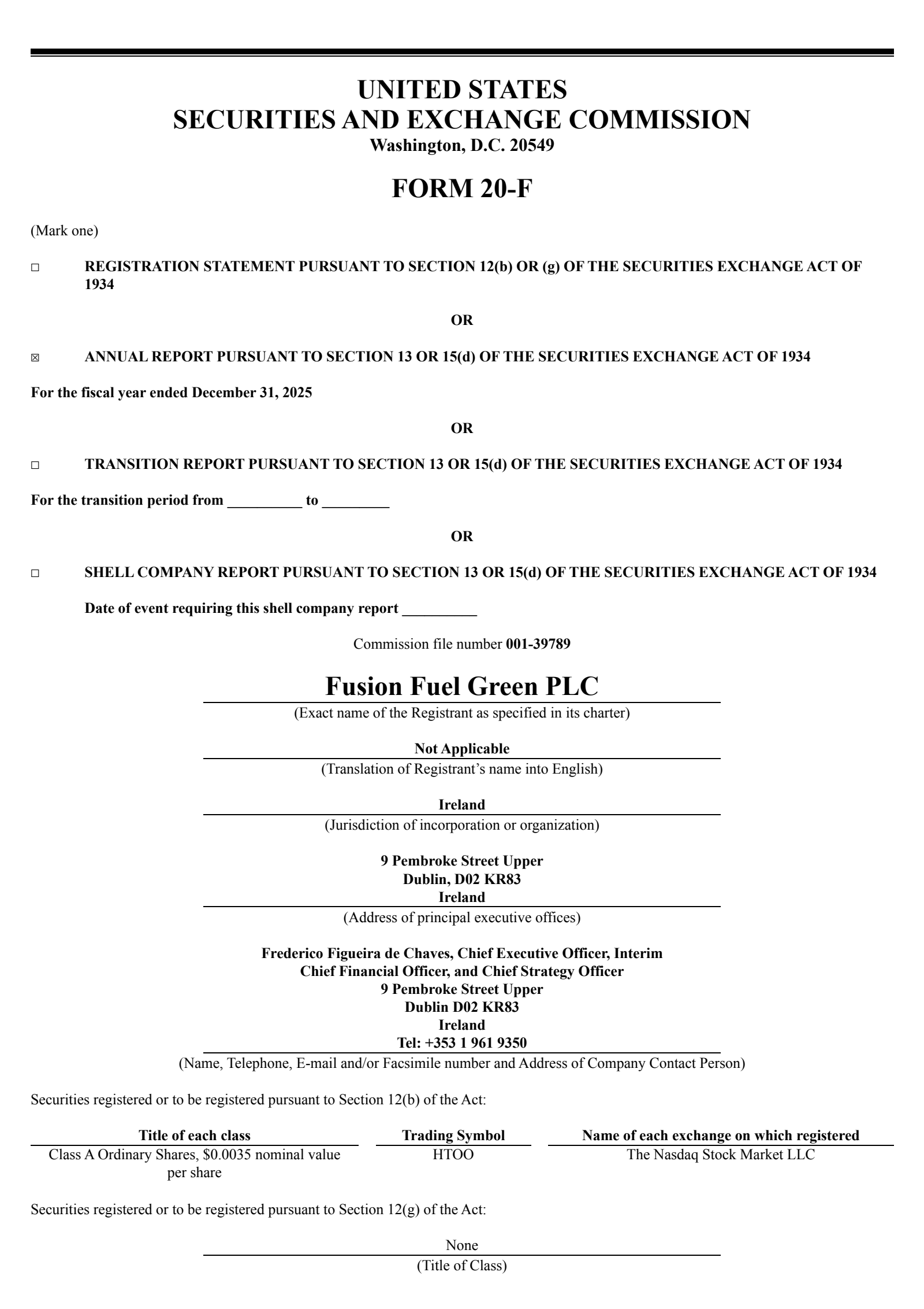Fusion Fuel Green's H2 2025 Annual report