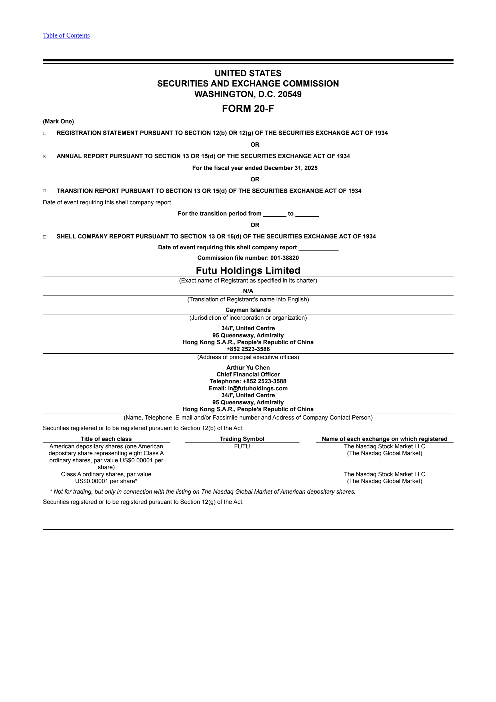 Futu's Q4 2025 Annual report