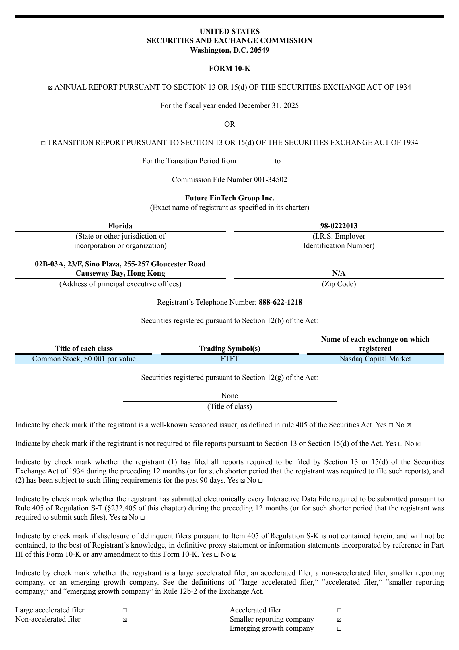 Future FinTech Group's Q4 2025 Annual report