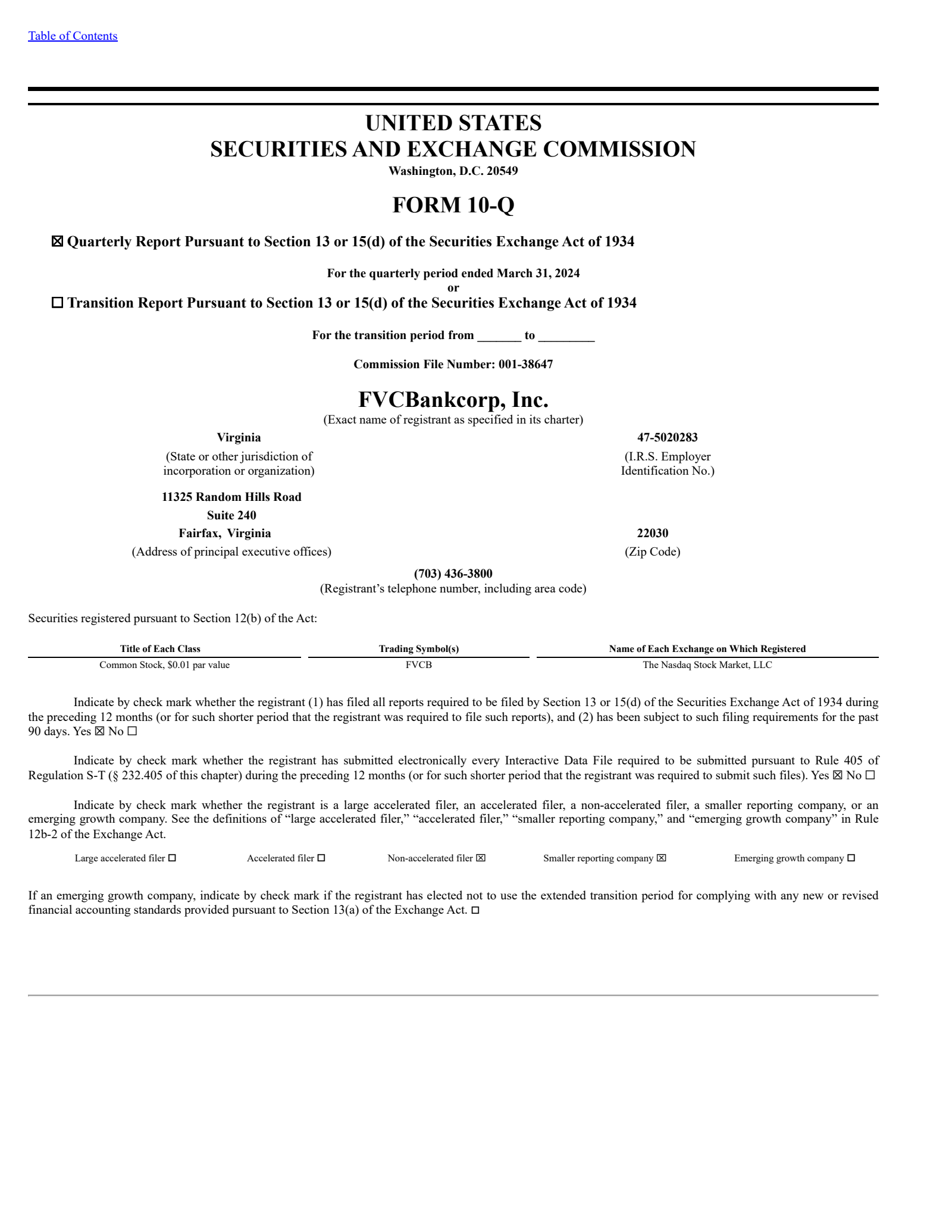 Fvcbankcorp's Q1 2024 Quarterly Report