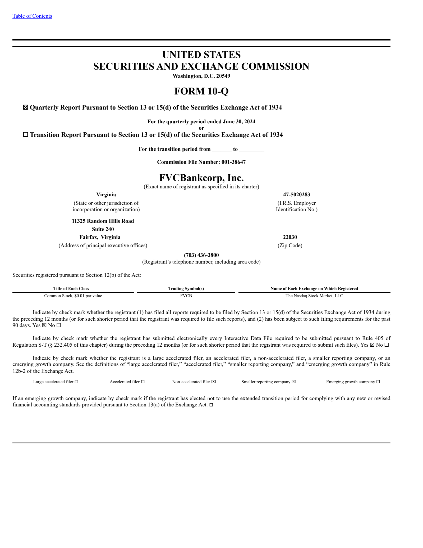 Fvcbankcorp's Q2 2024 Quarterly Report