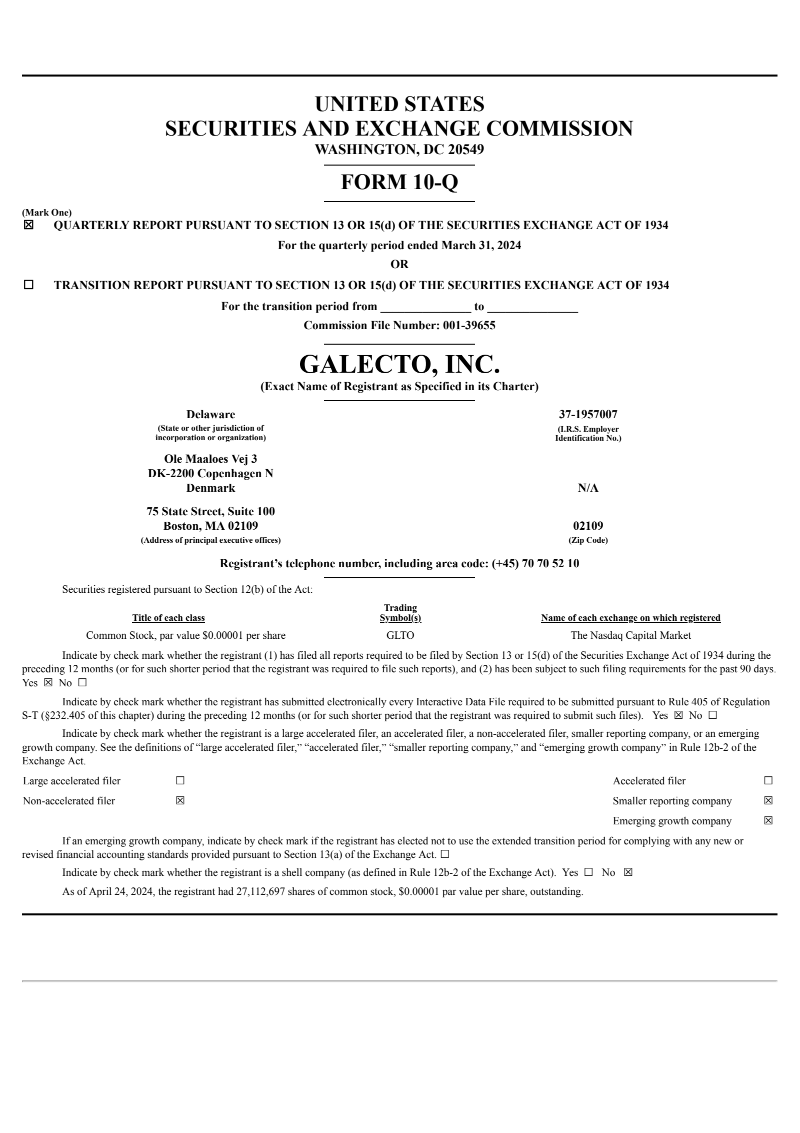 Galecto's Q1 2024 Quarterly Report