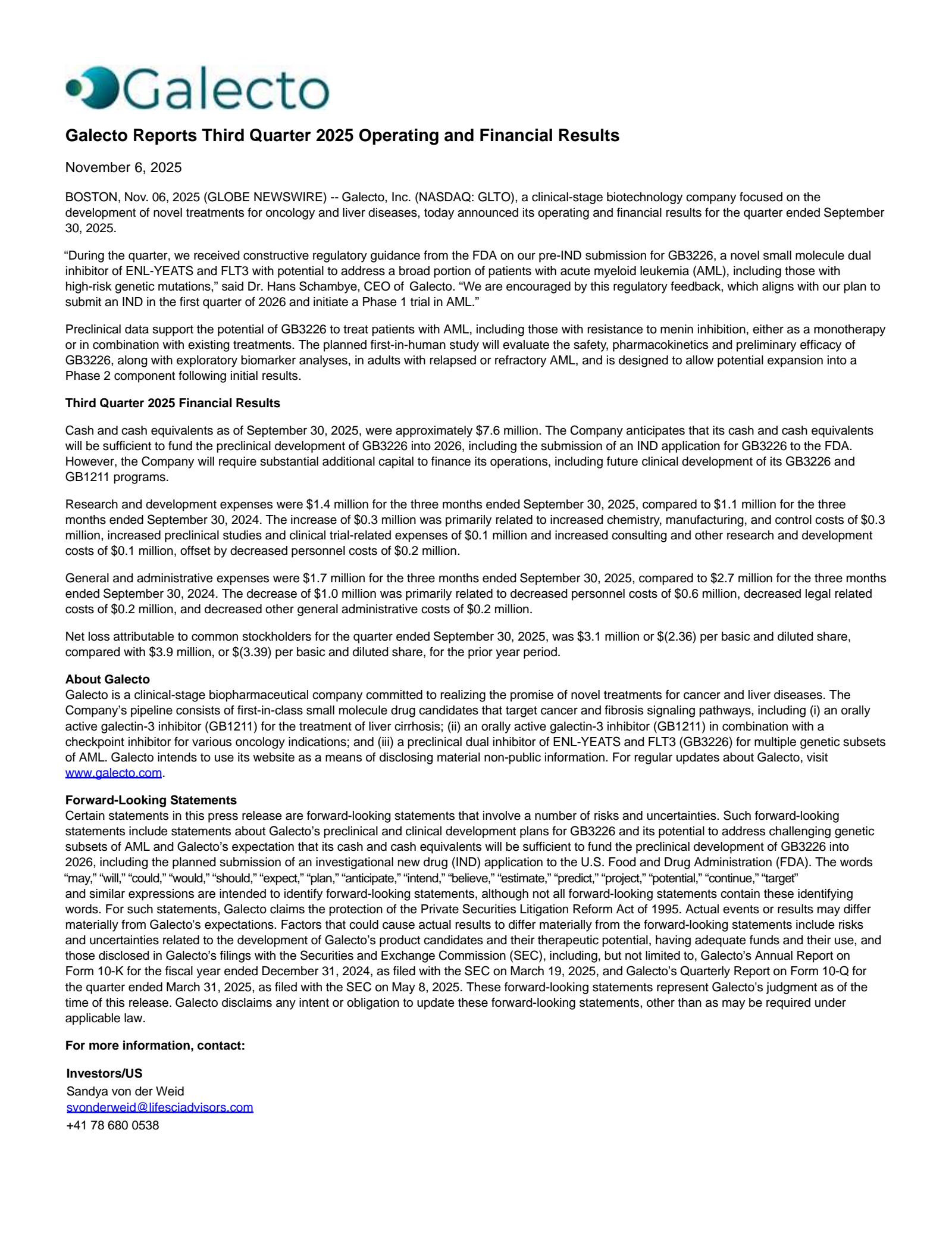 Damora Therapeutics, Inc. Common Stock's Q3 2025 Earnings Release