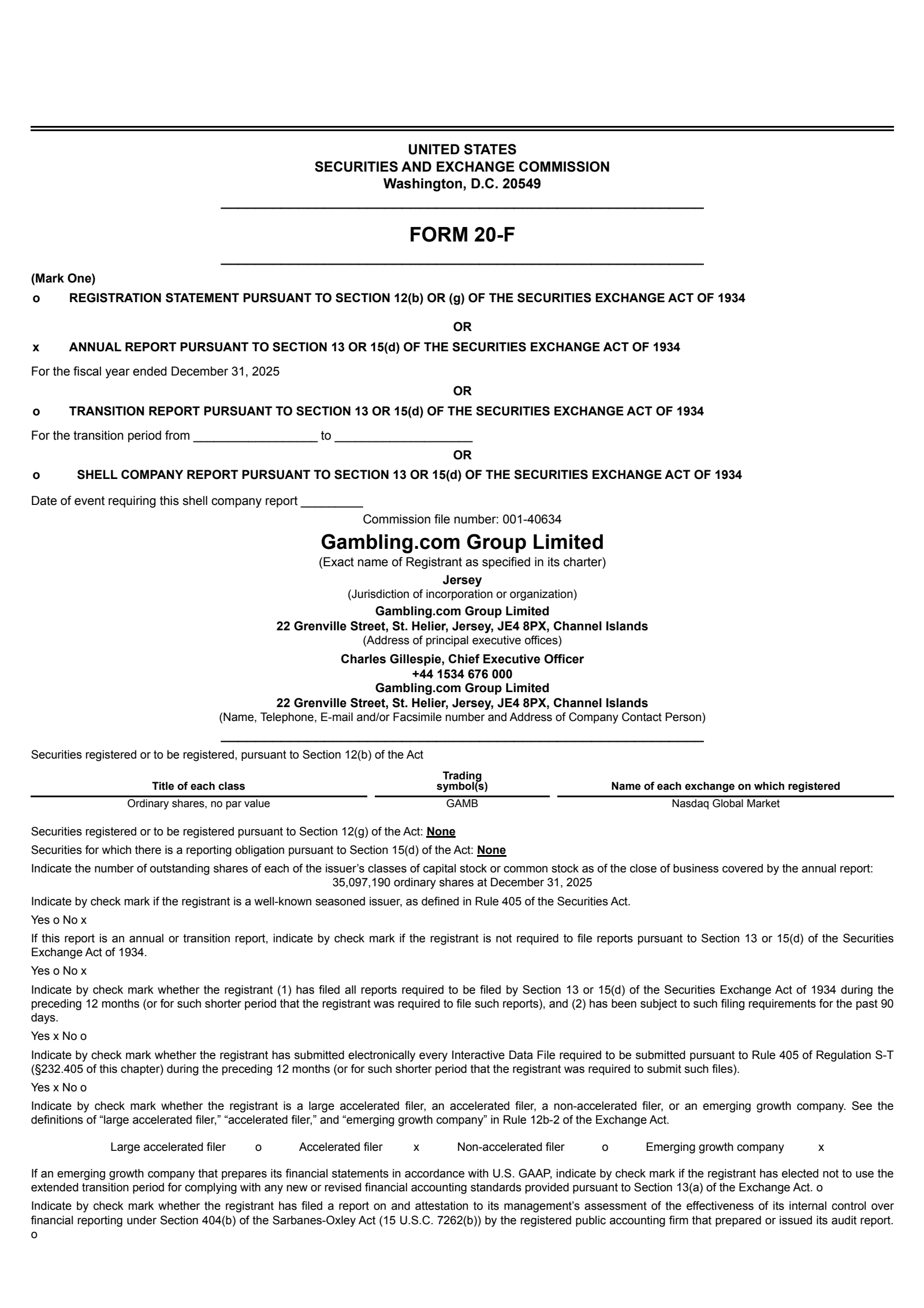 Gambling.com Group's Q4 2025 Annual report
