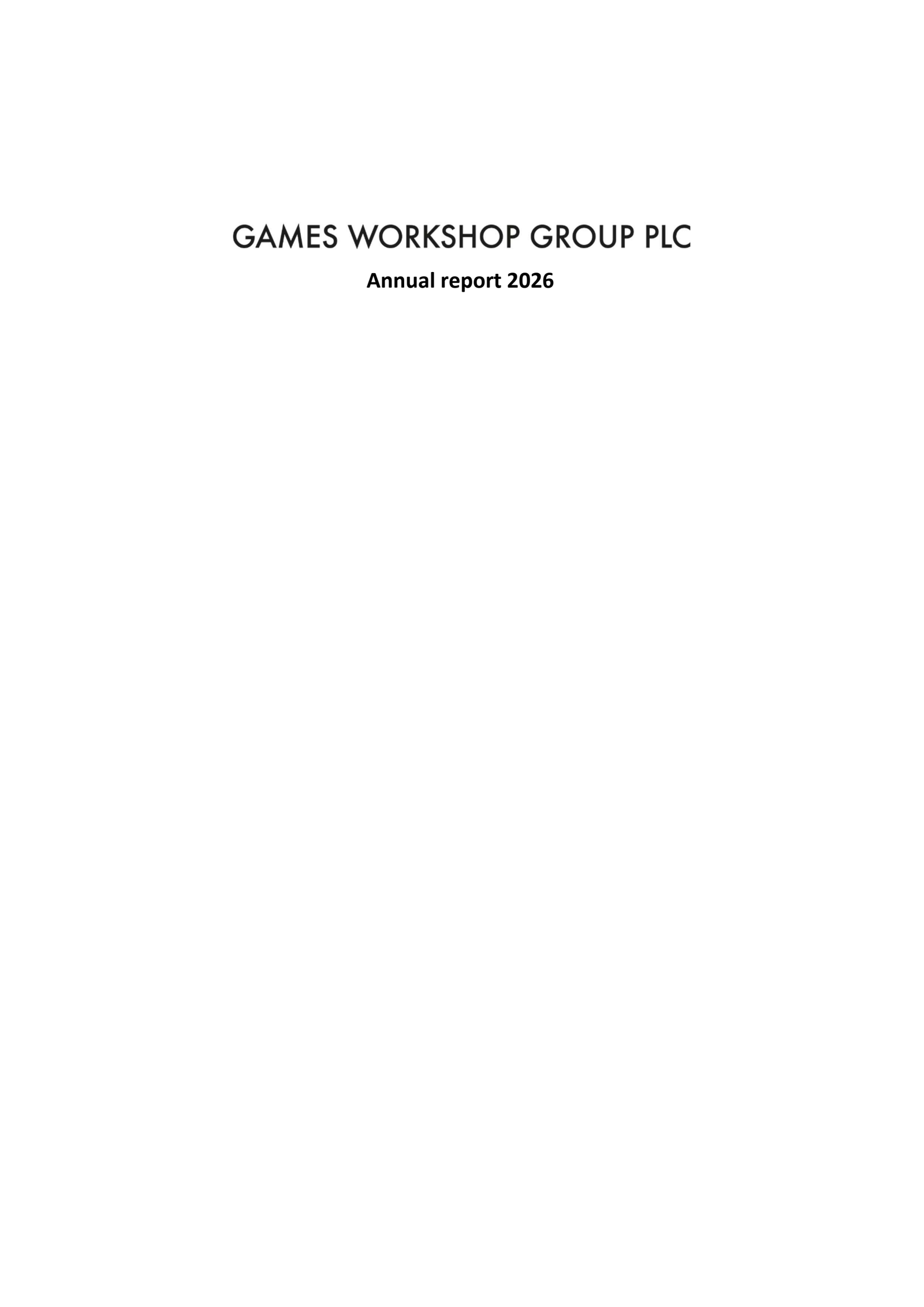 Games Workshop Group's H2 2026 Annual report