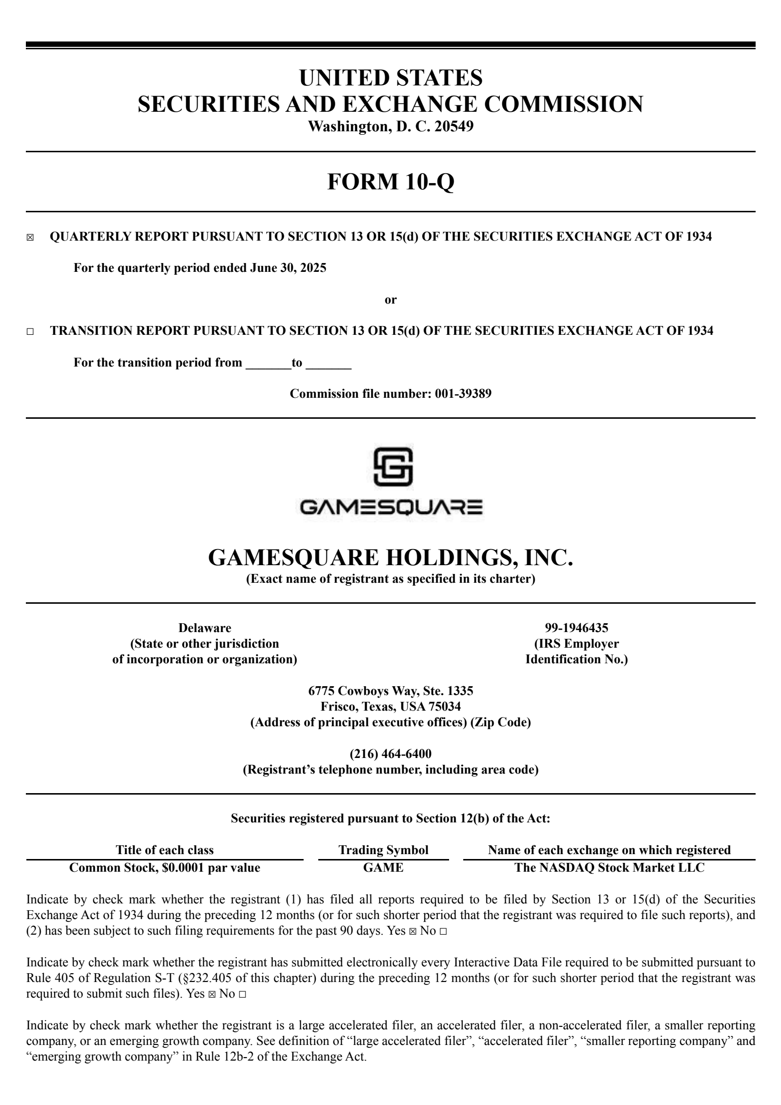 GameSquare's Q2 2025 Quarterly report