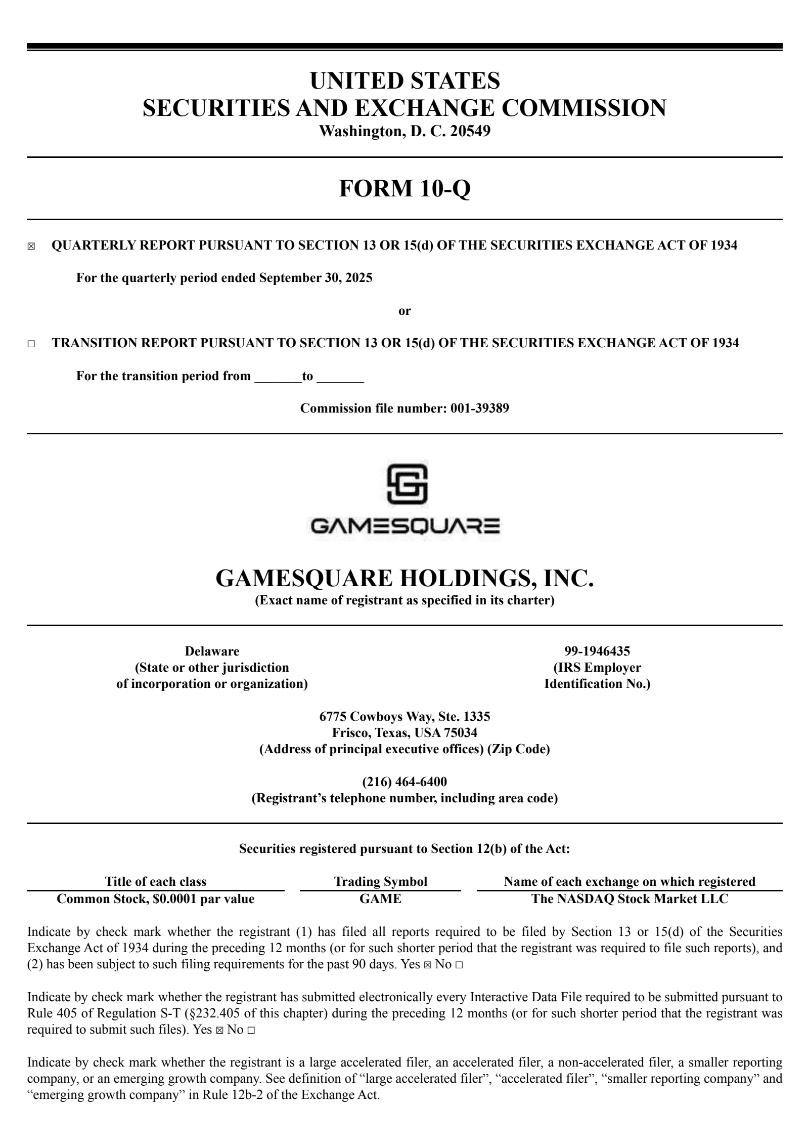GameSquare's Q3 2025 Quarterly Report