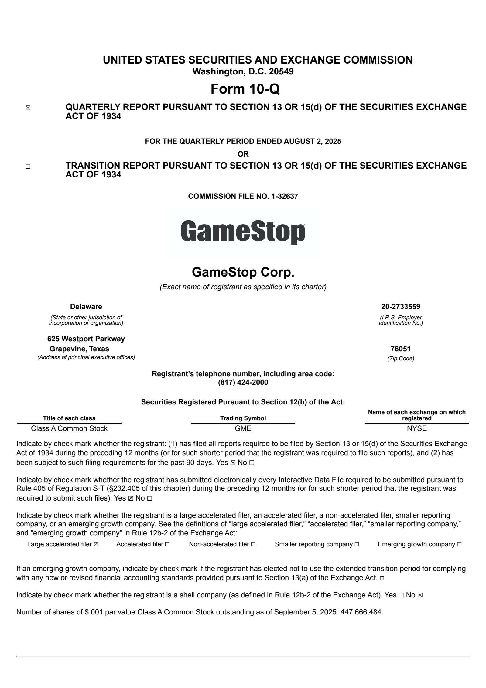 GameStop's Q2 2025 Quarterly Report
