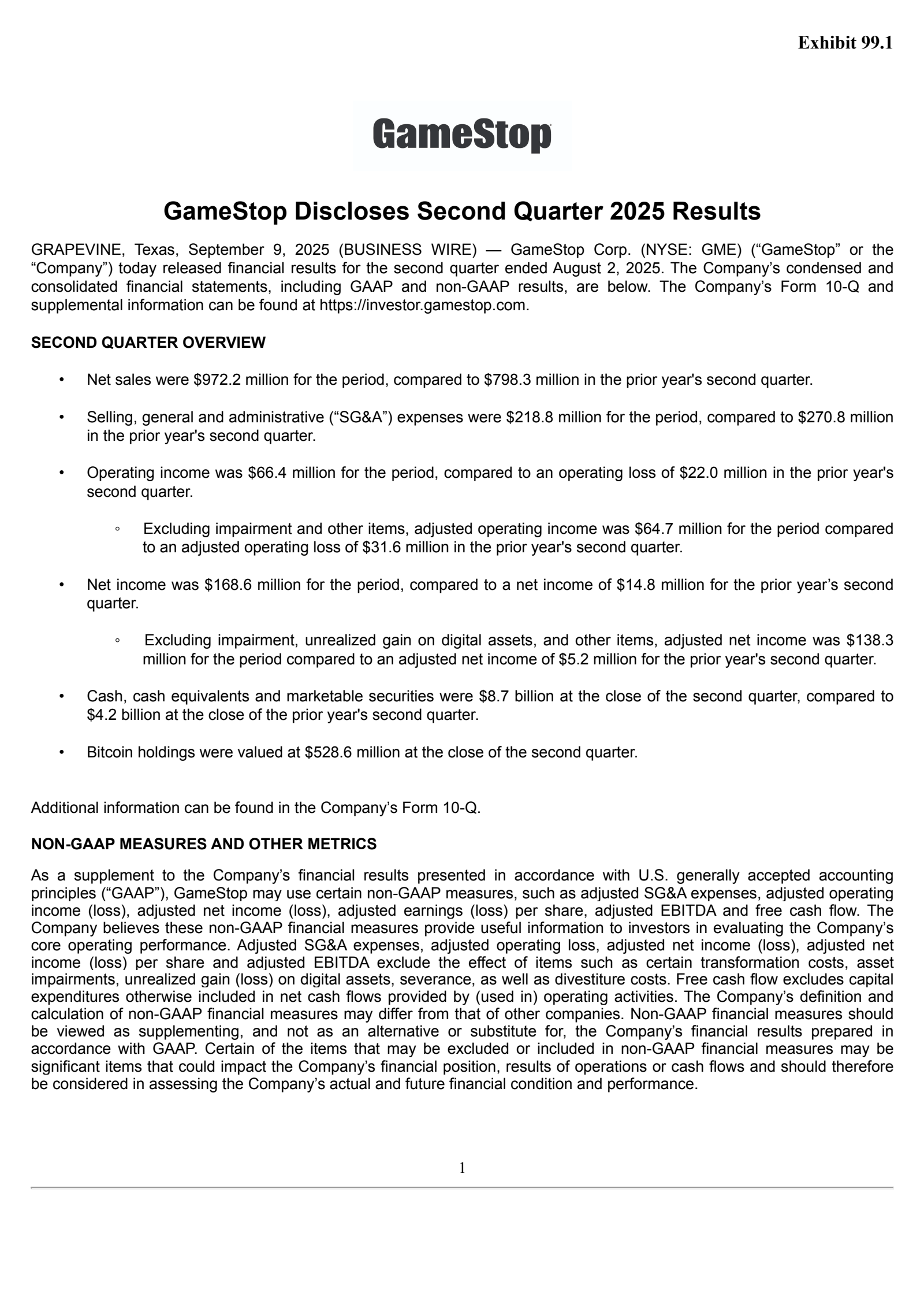 GameStop's Q2 2025 Earnings Release