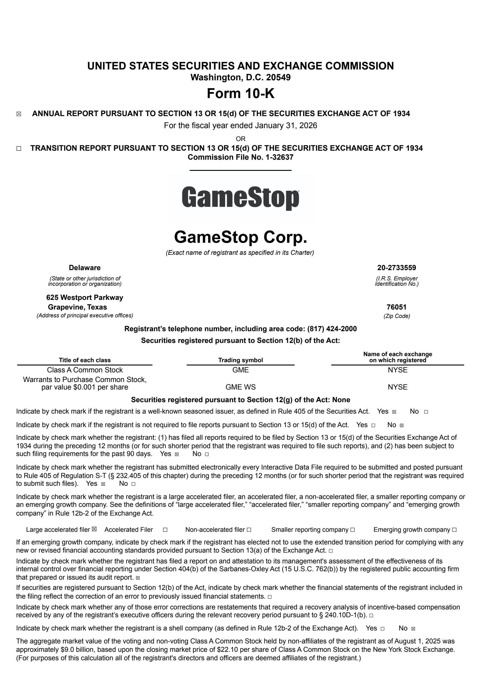 GameStop's Q4 2025 Annual report