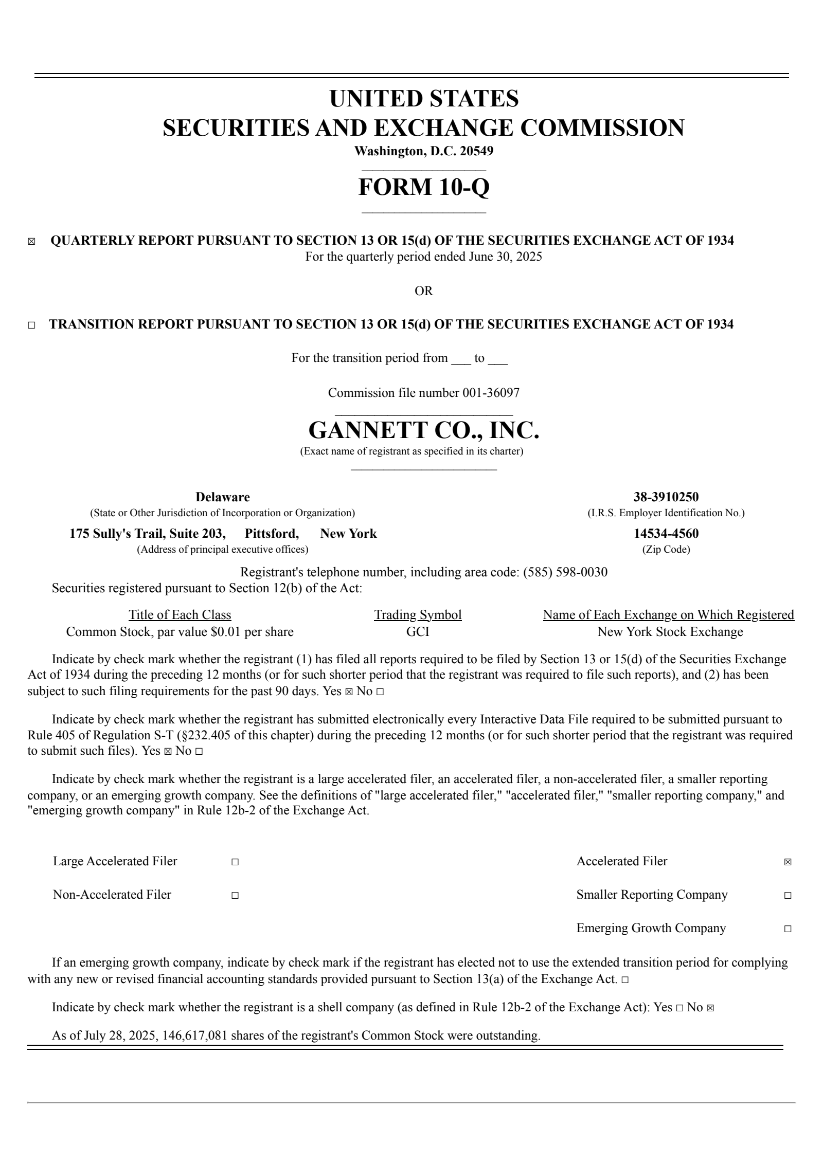 Gannett's Q2 2025 Quarterly report