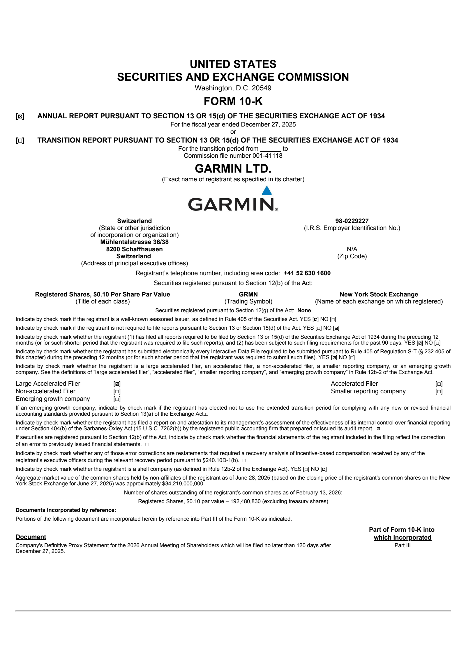Garmin's Q4 2025 Annual report