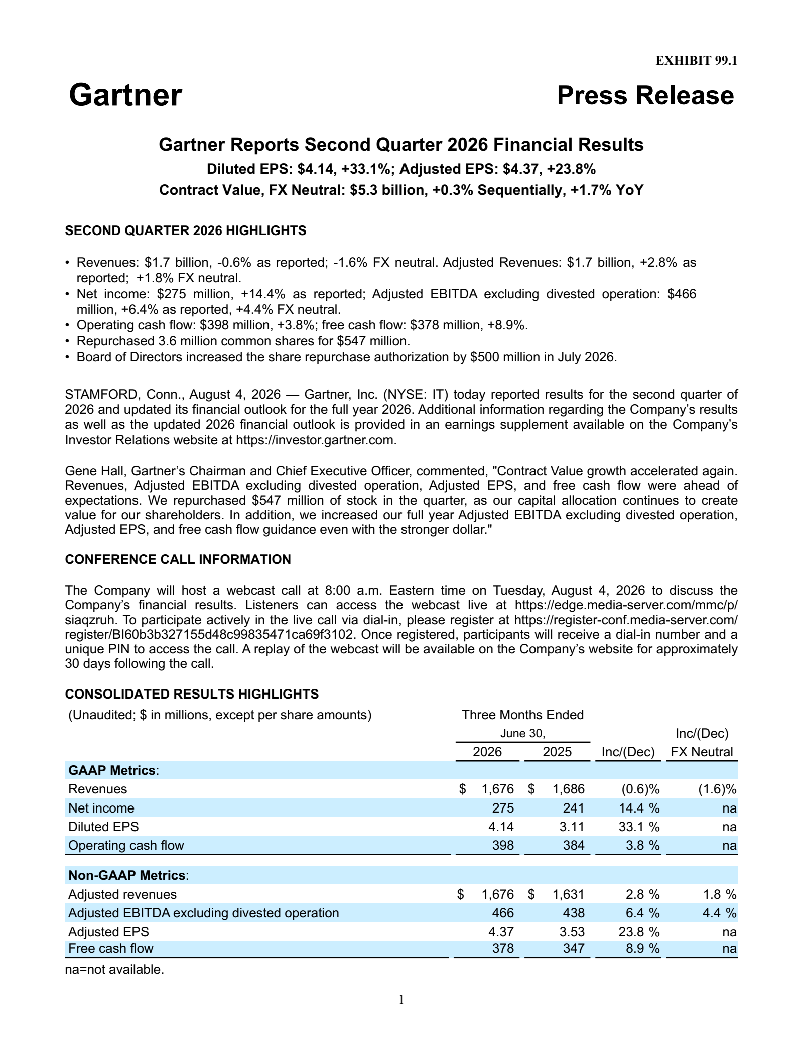 Gartner's Q2 2026 Press Release