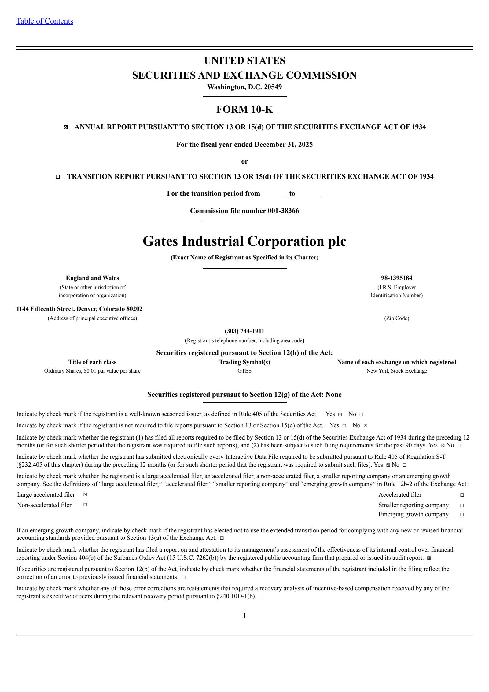 Gates Industrial's Q4 2025 Annual report