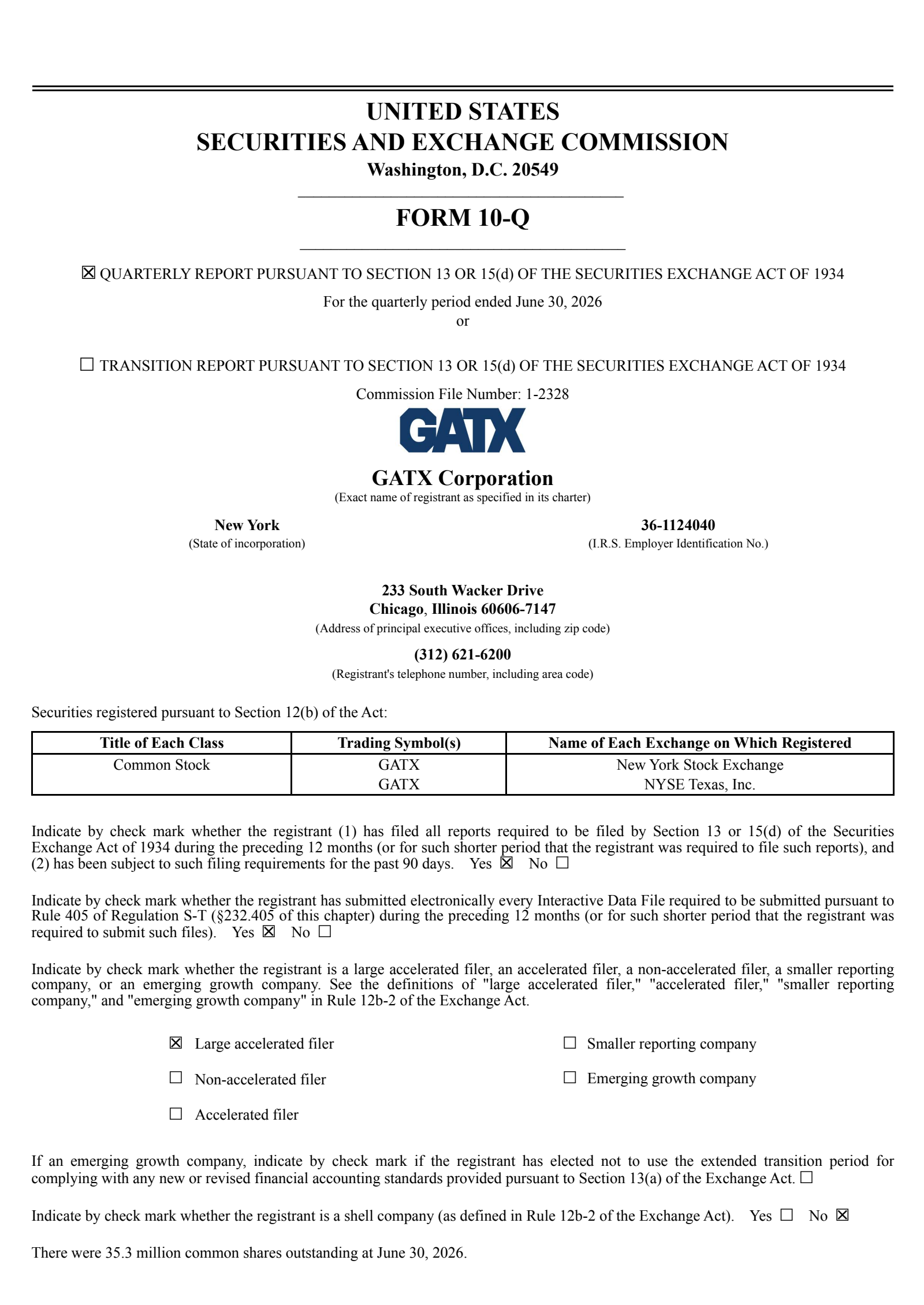 GATX's Q2 2026 Quarterly report