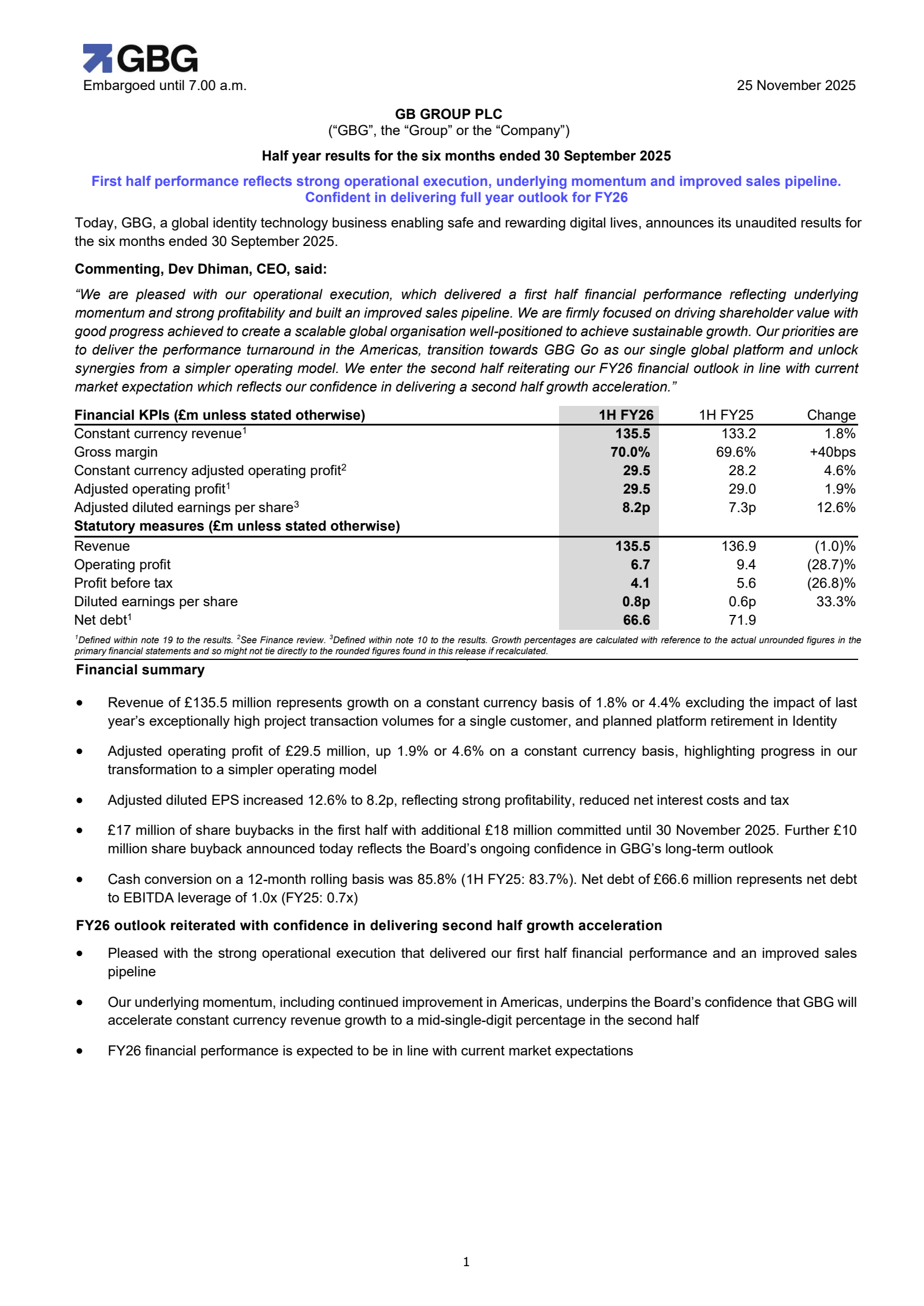 GB Group's H1 2026 Interim Report
