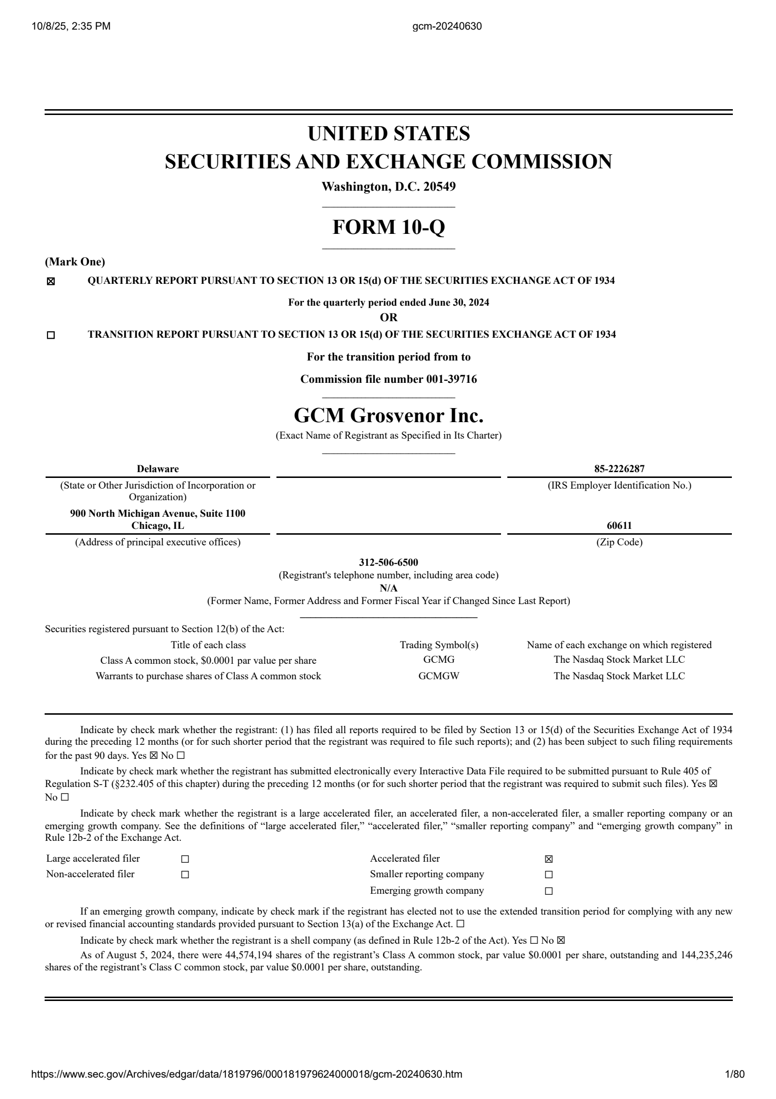 GCM Grosvenor's Q2 2024 Quarterly Report