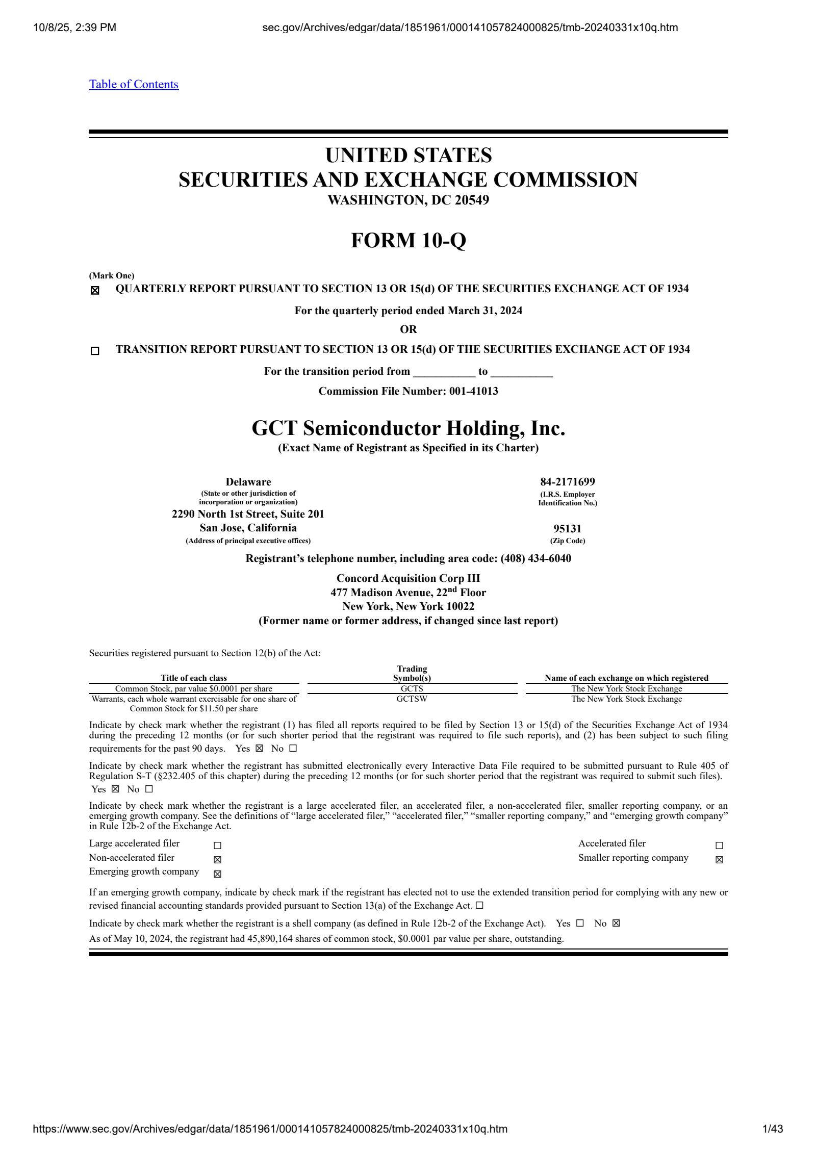 GCT Semiconductor's Q1 2024 Quarterly Report