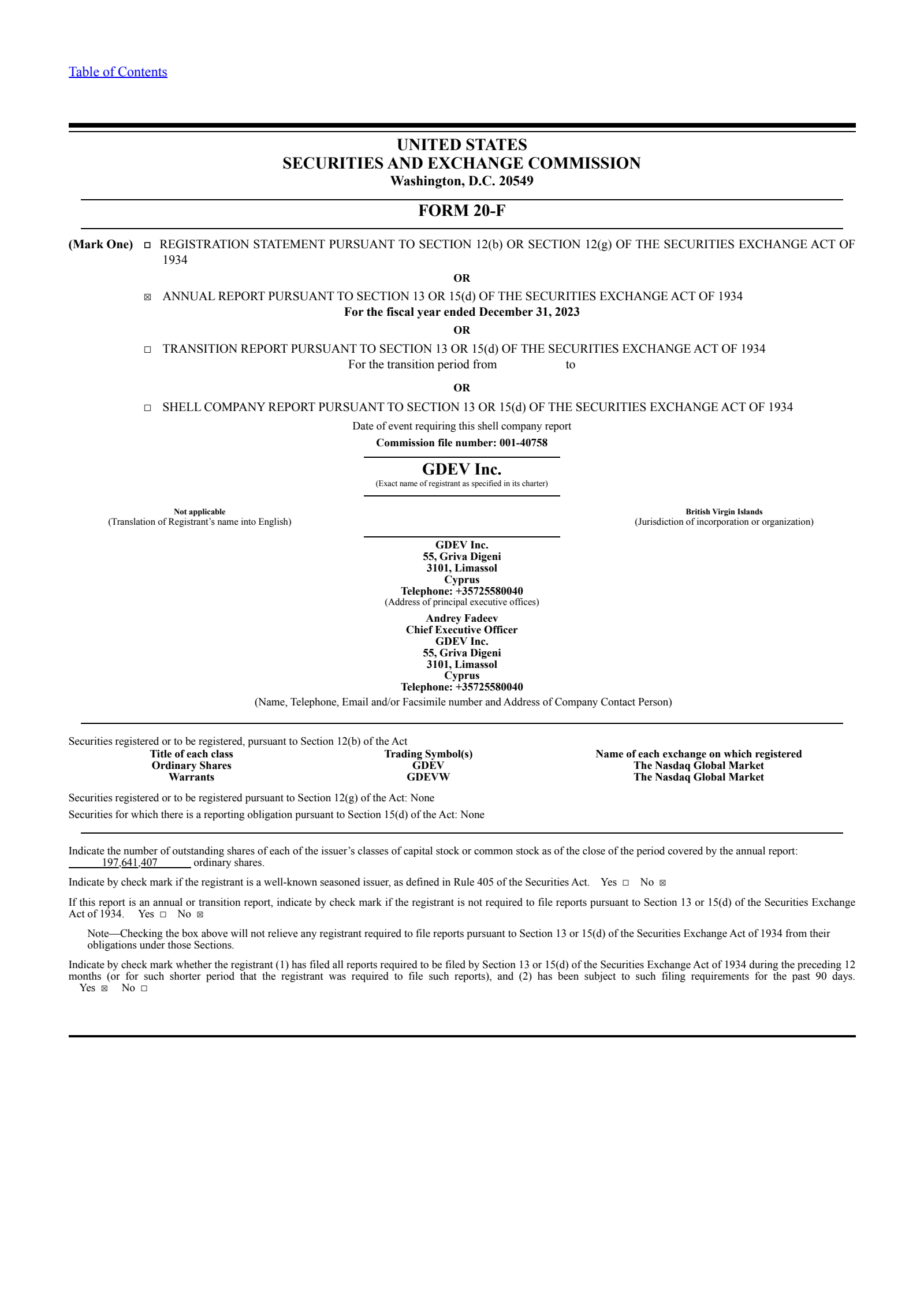 GDEV's Q4 2023 Annual Report
