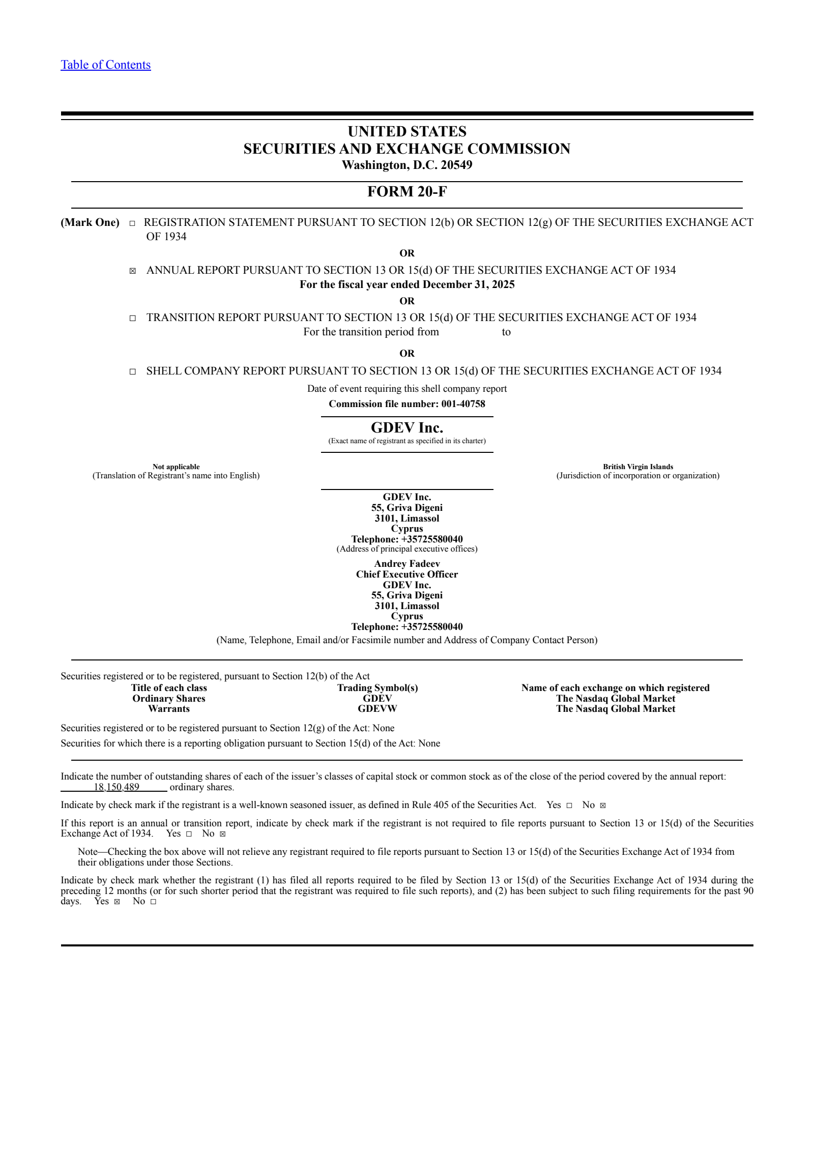 GDEV's Q4 2025 Annual report
