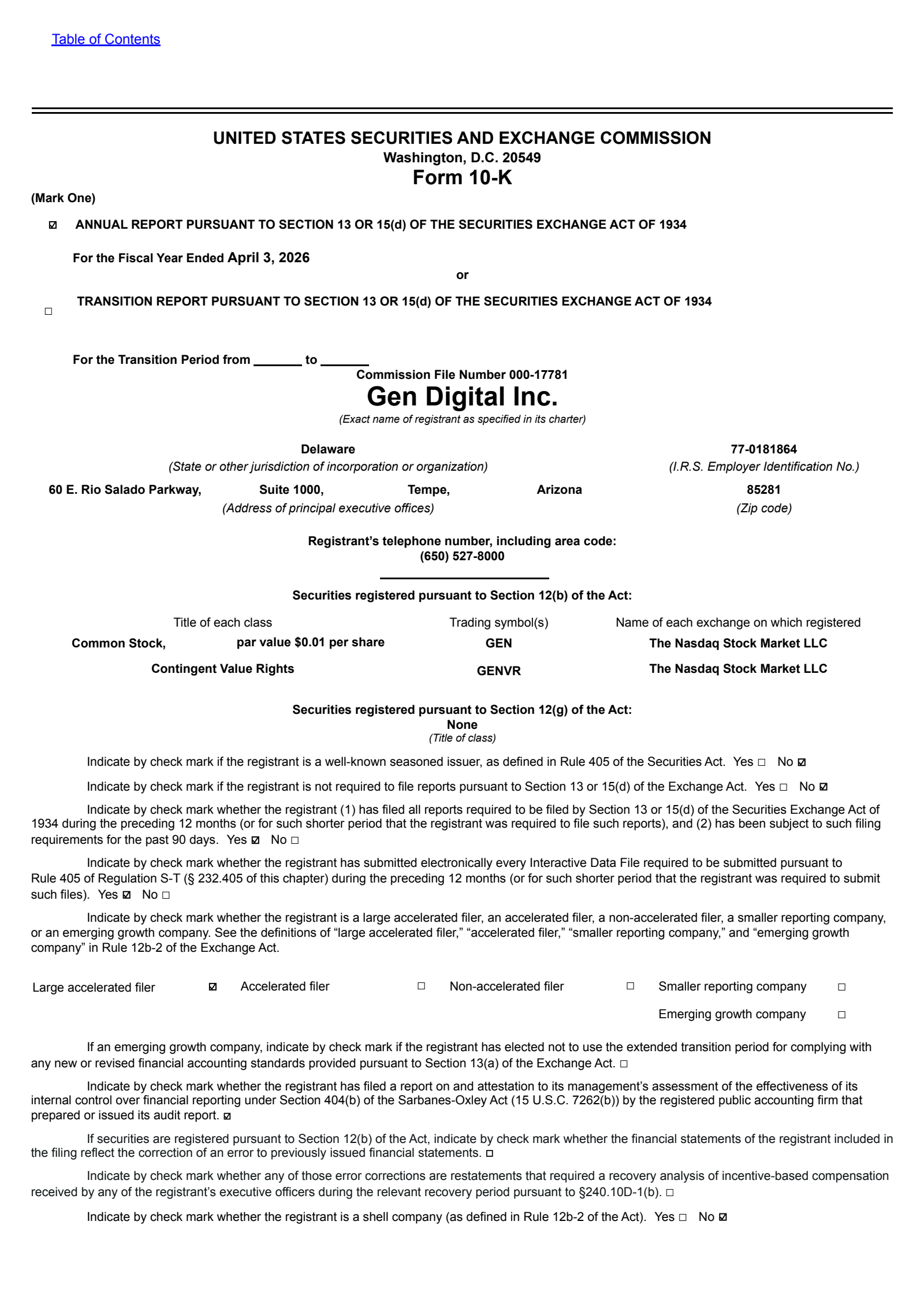 Gen Digital's Q4 2026 Annual report