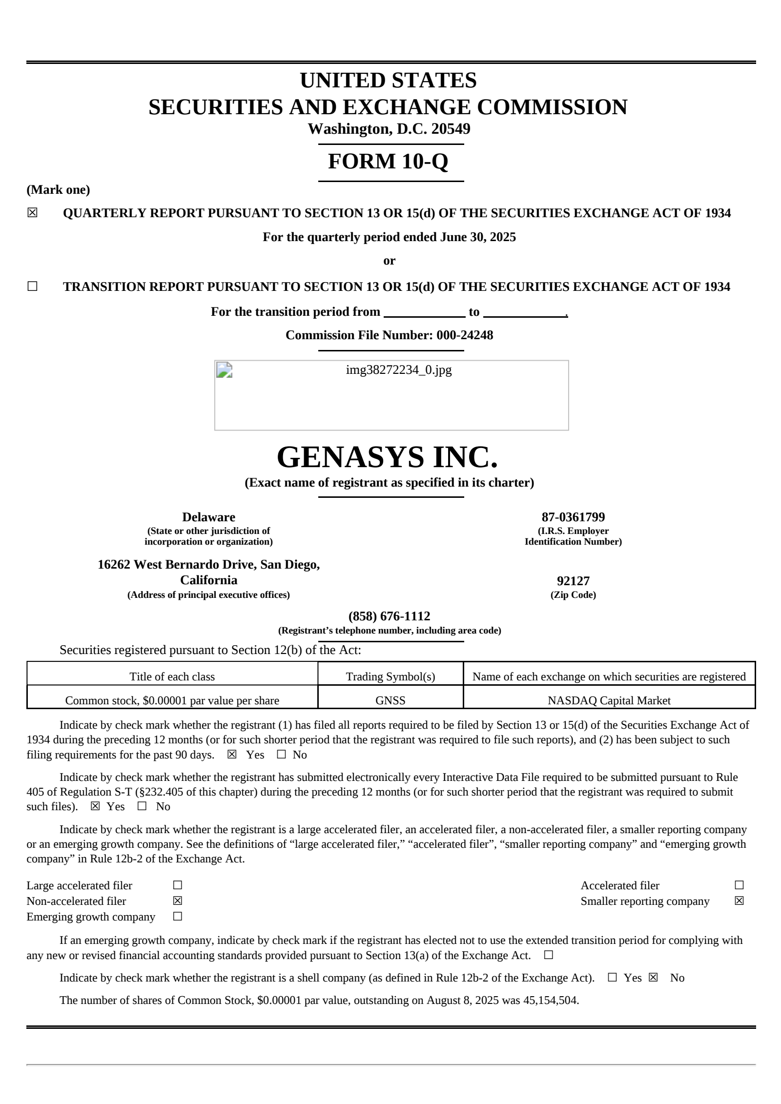 Genasys' Q3 2025 Quarterly report