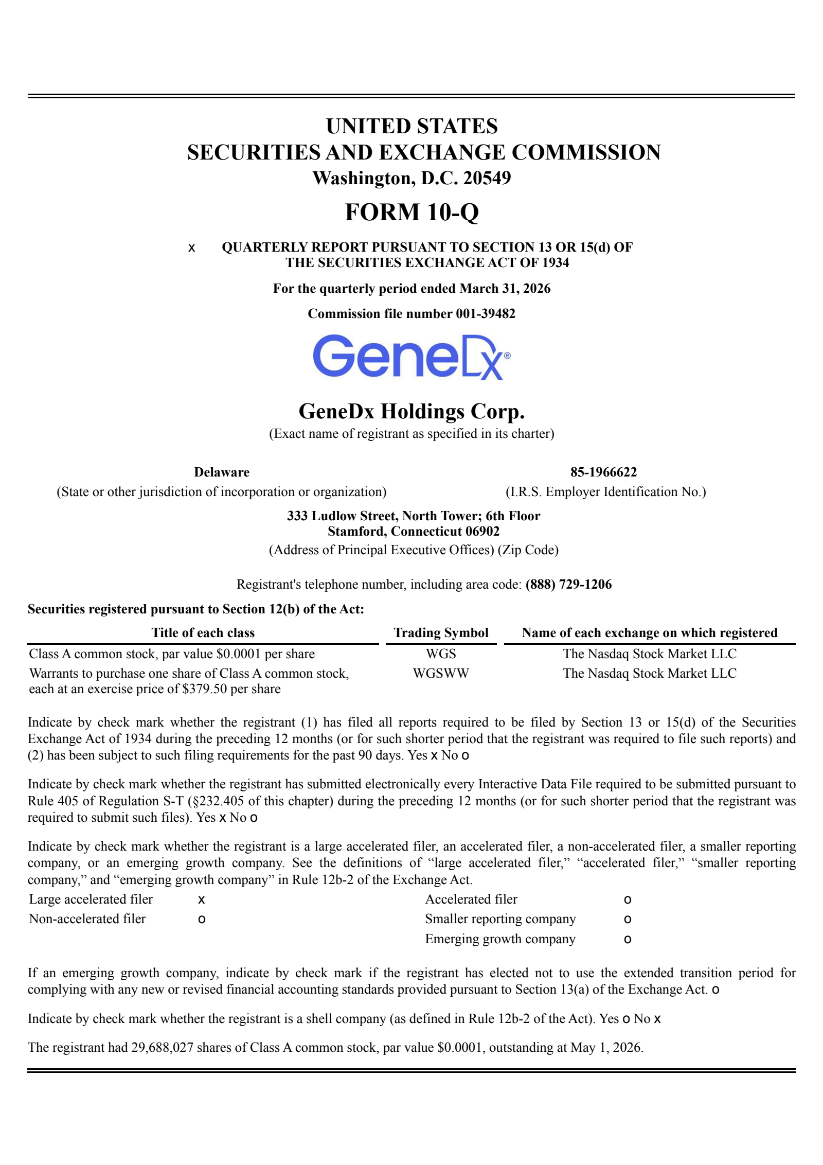 GeneDx's Q1 2026 Quarterly report