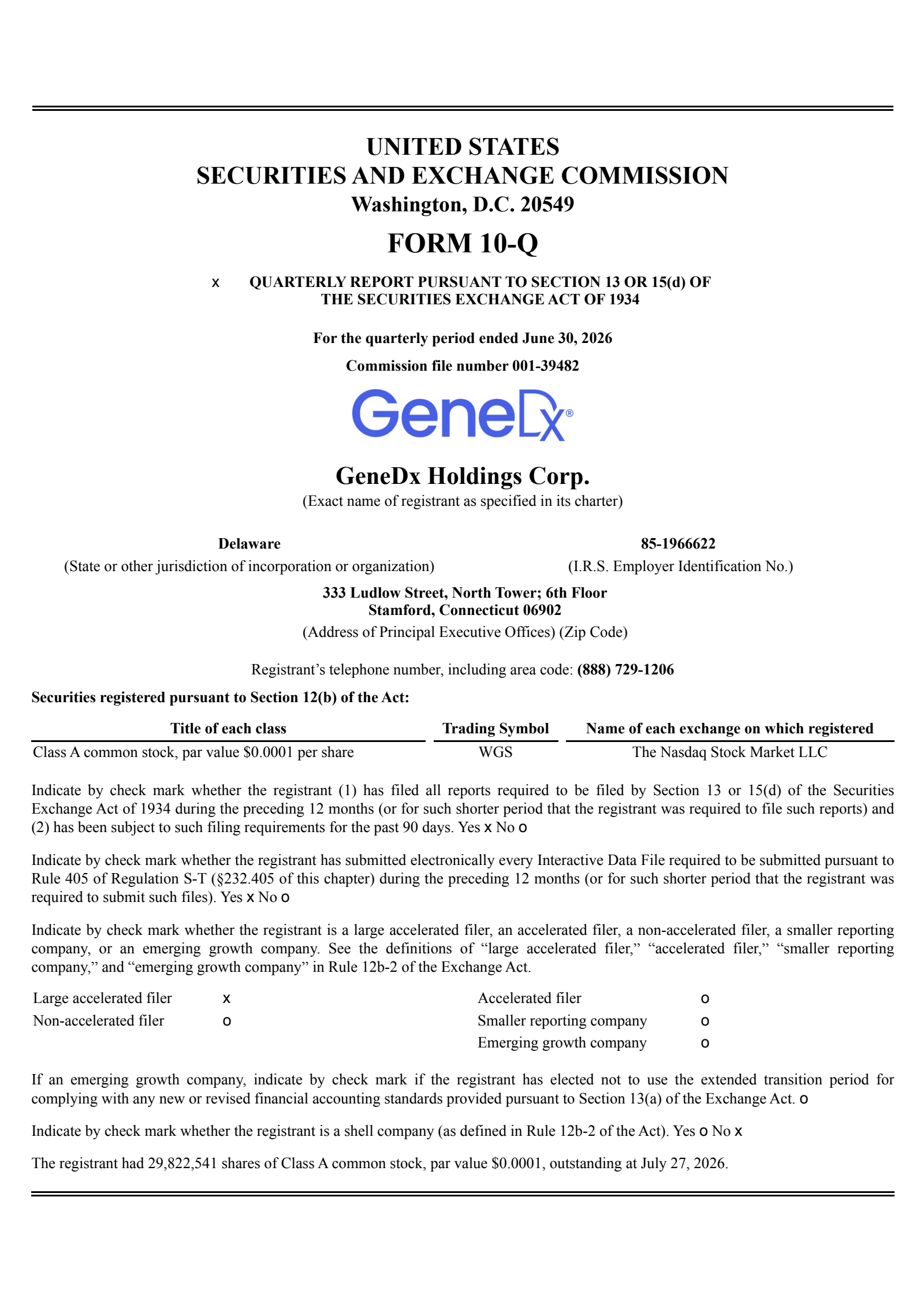GeneDx's Q2 2026 Quarterly report