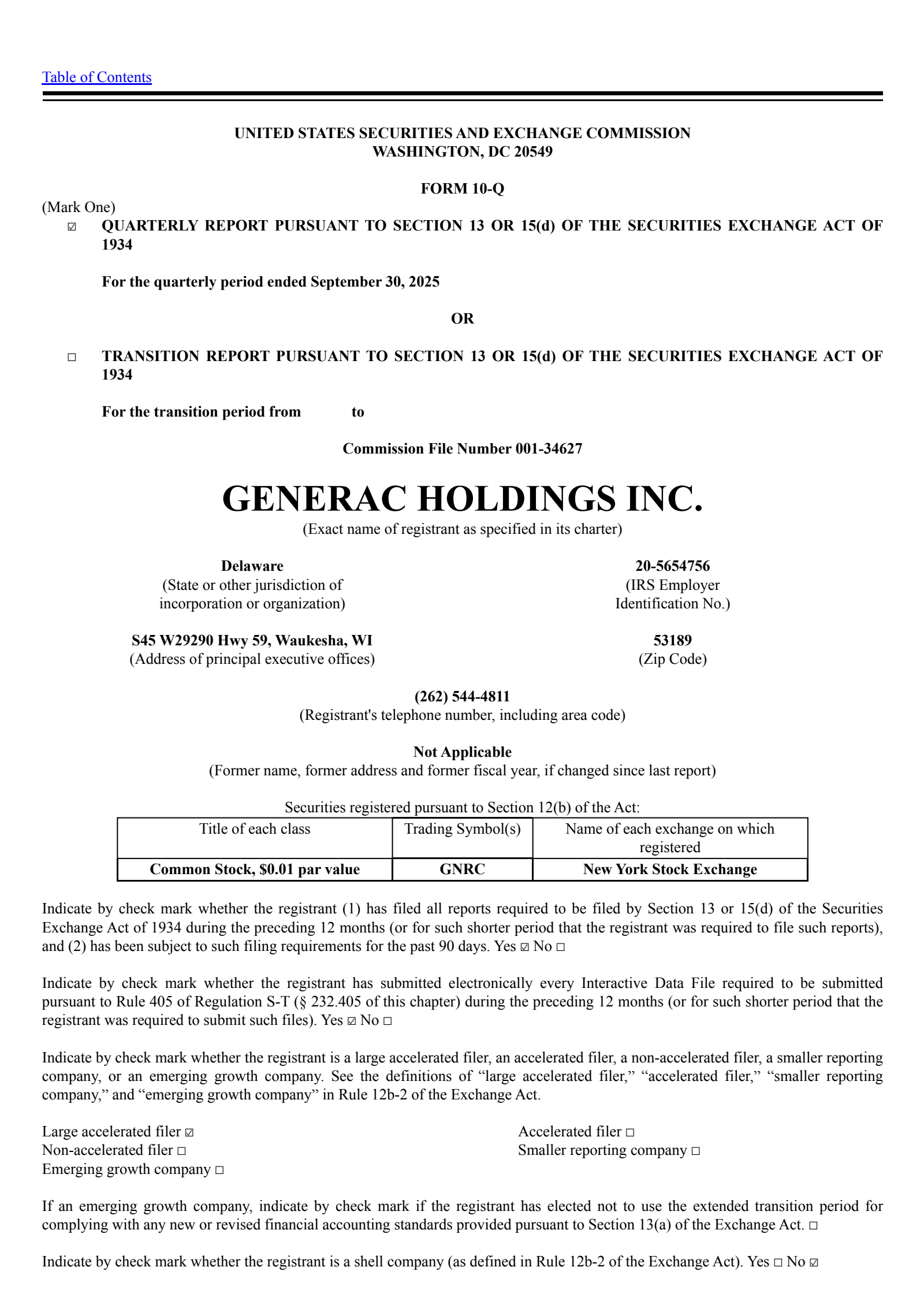 Generac's Q3 2025 Quarterly Report