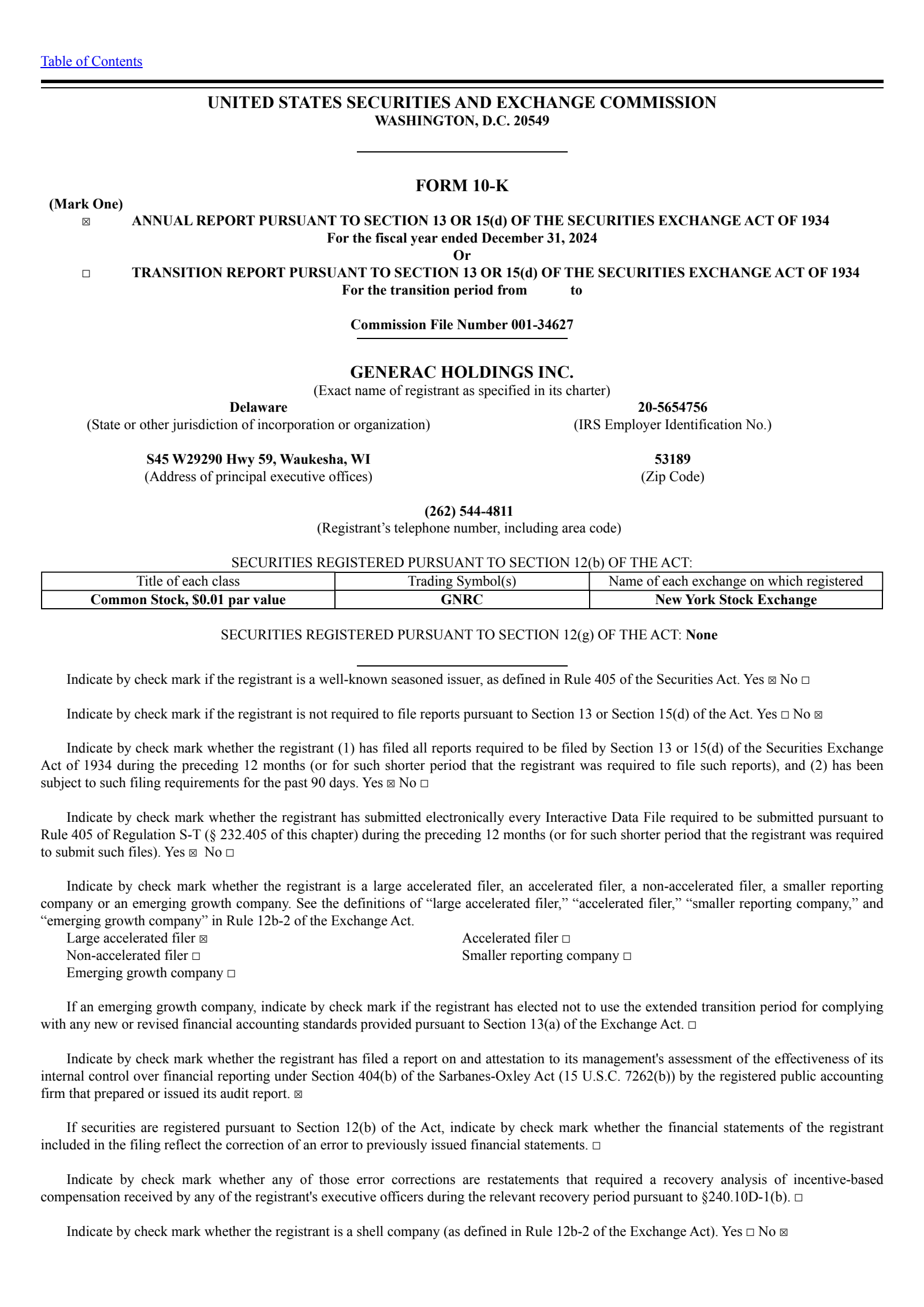 GNRC Q4 2024 Earnings Report on 2/12/2025