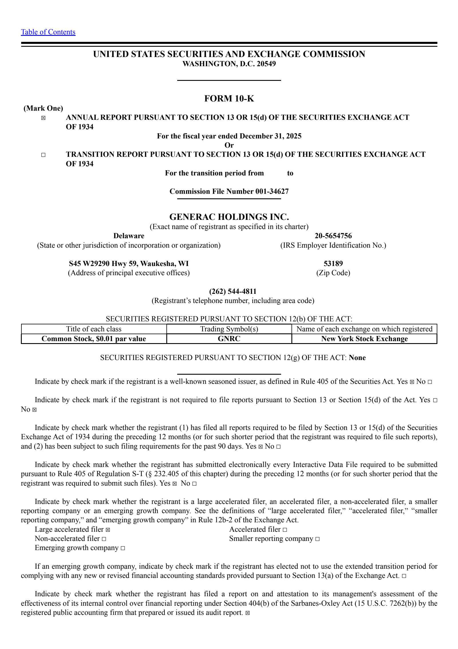 Generac's Q4 2025 Annual report