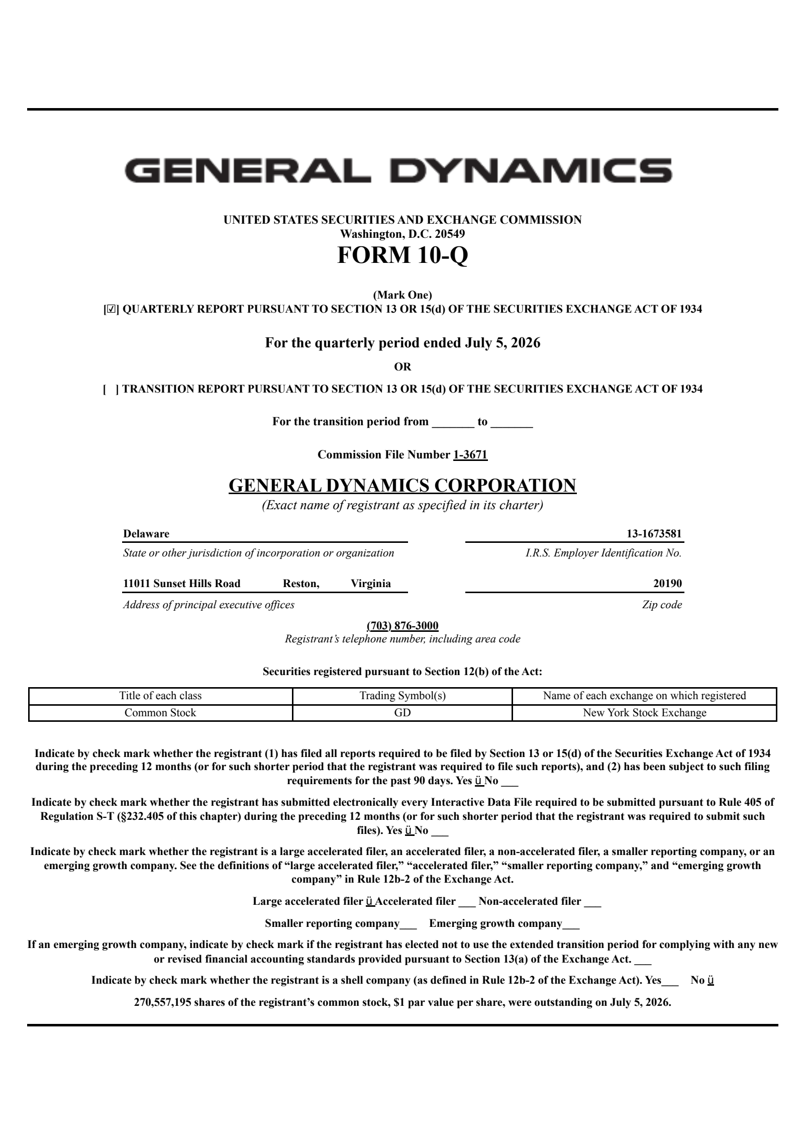 General Dynamics' Q2 2026 Quarterly report