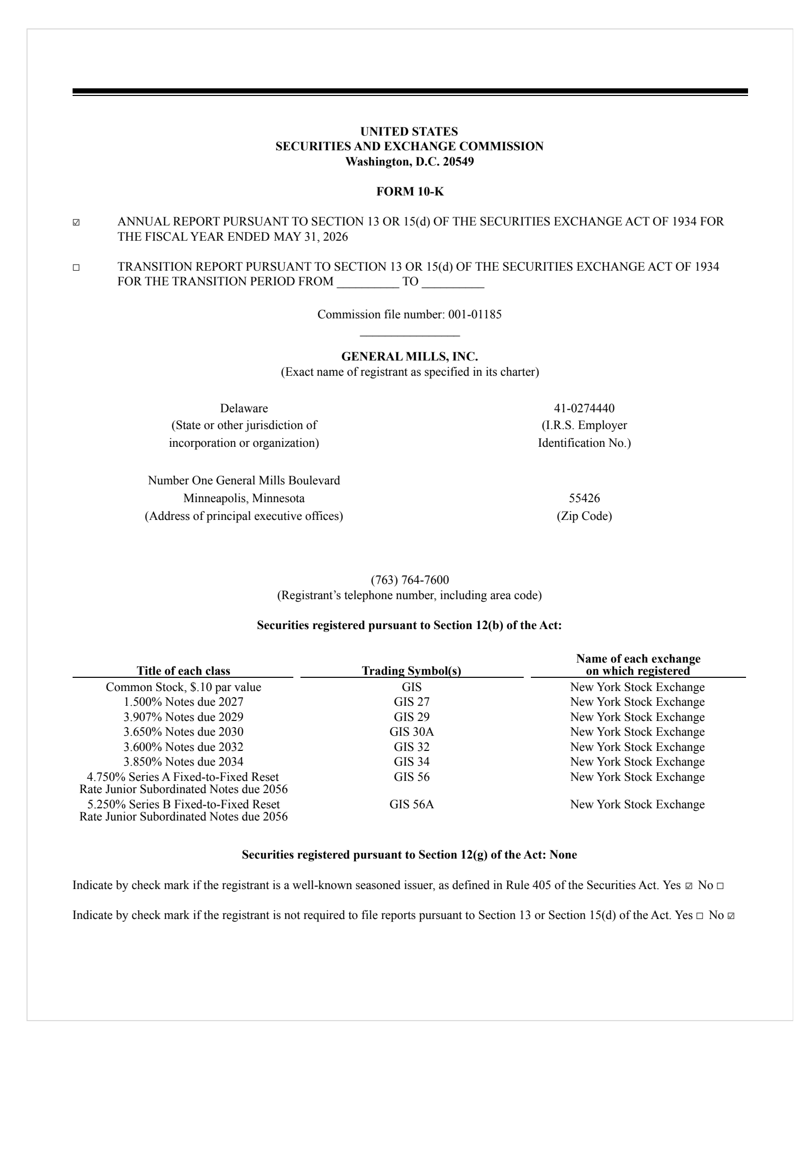 General Mills' Q4 2026 Prepared remarks Annual report