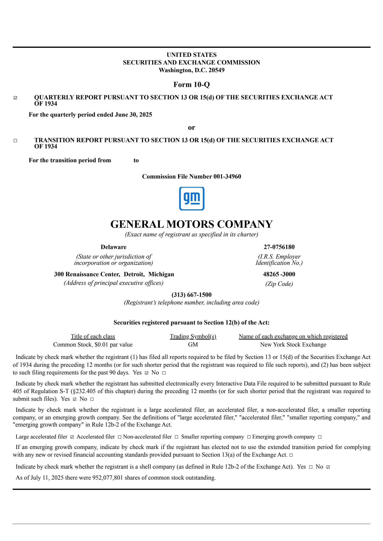 General Motors' Q2 2025 Quarterly report