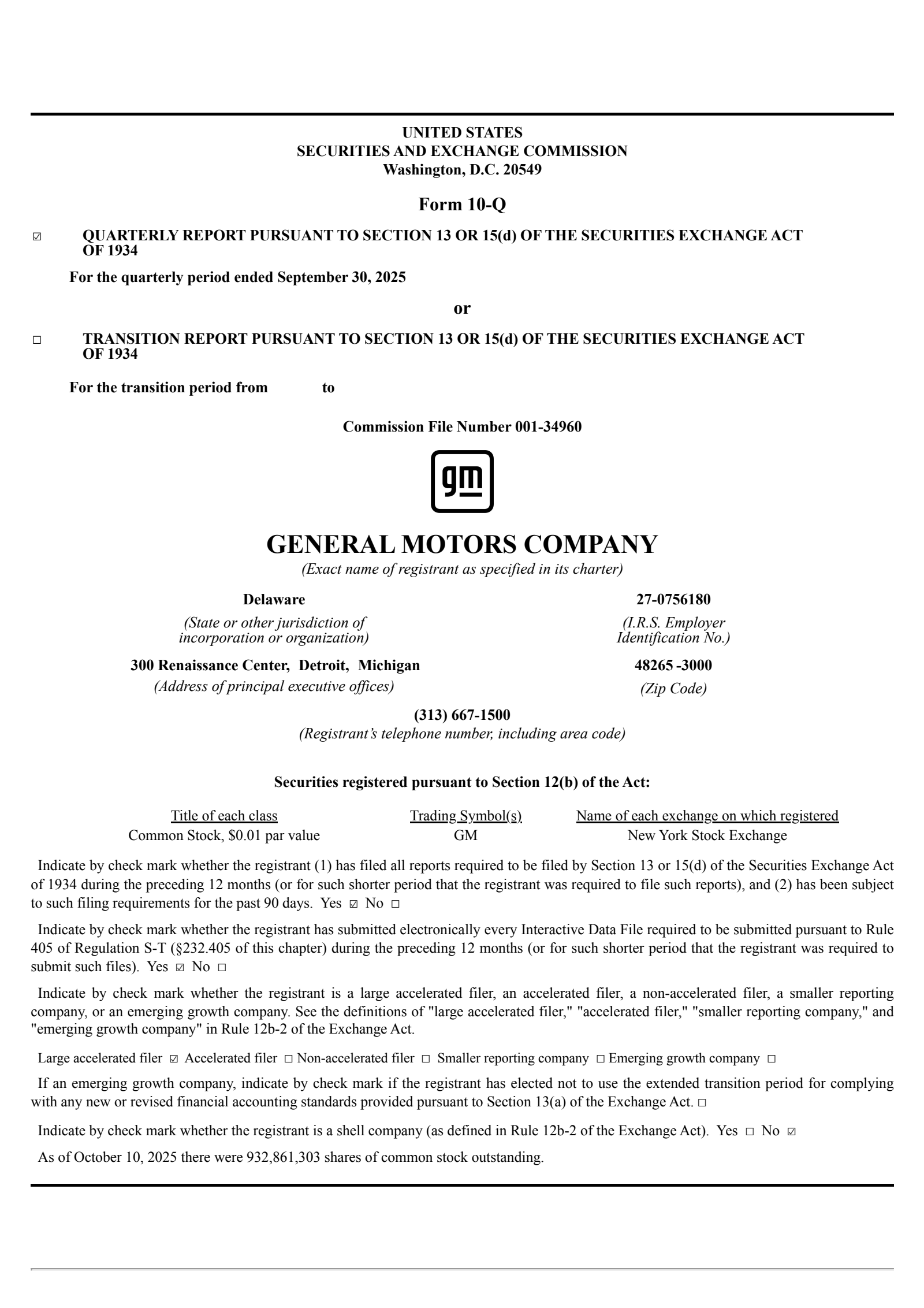 General Motors' Q3 2025 Quarterly Report